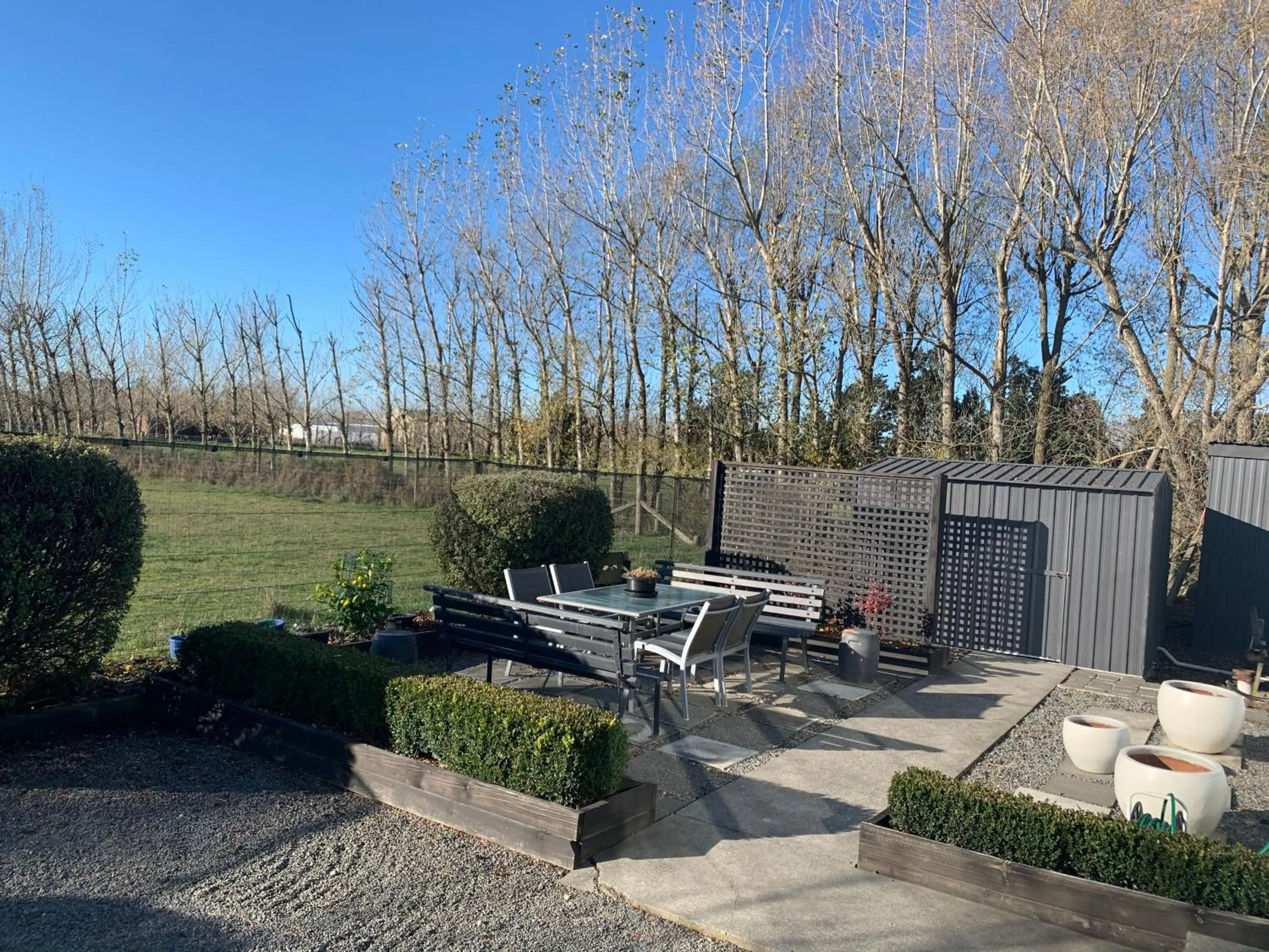 Garden view in Spires Barn Lodge