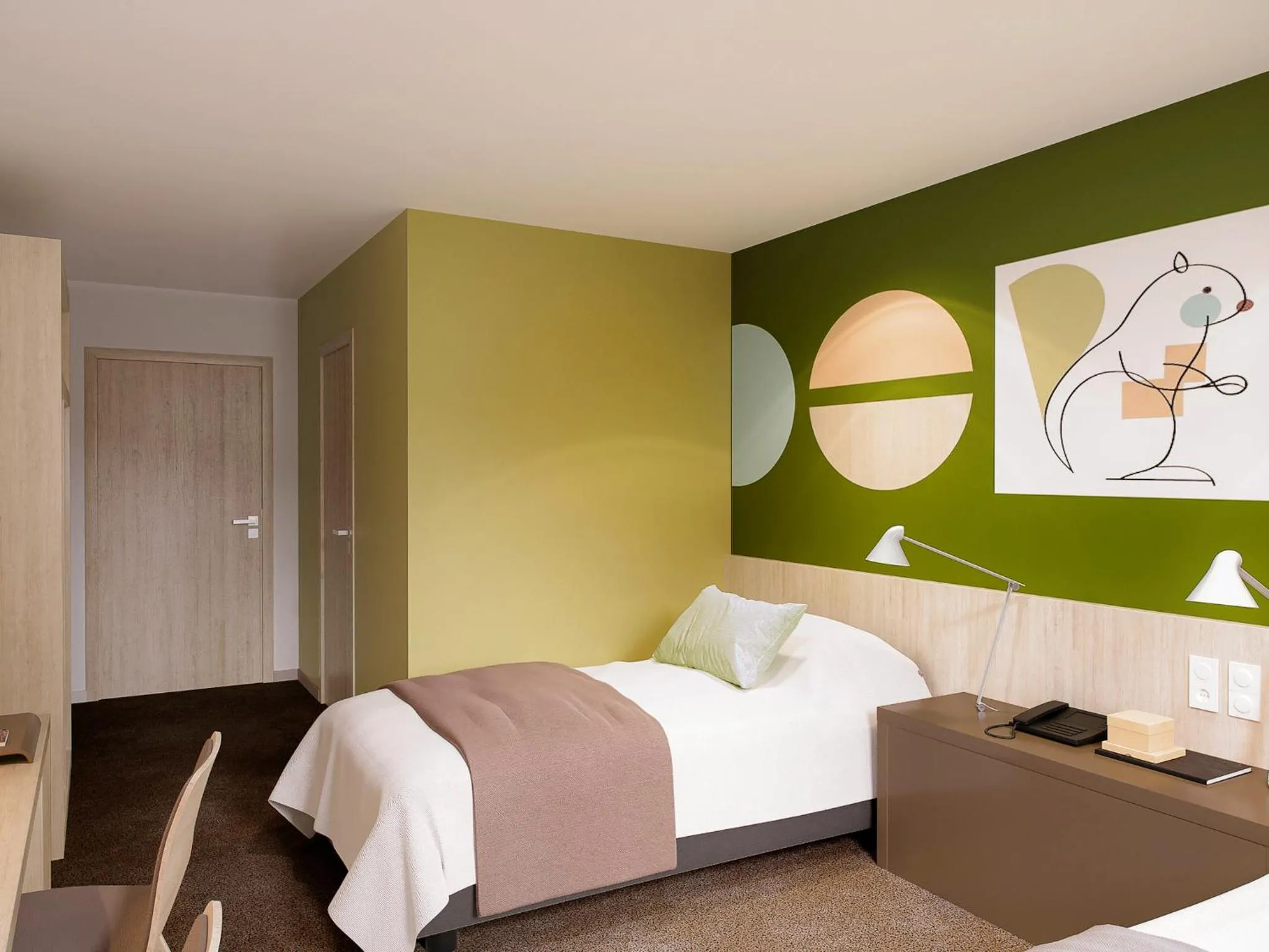 Bedroom, Bed in ibis Styles Guéret