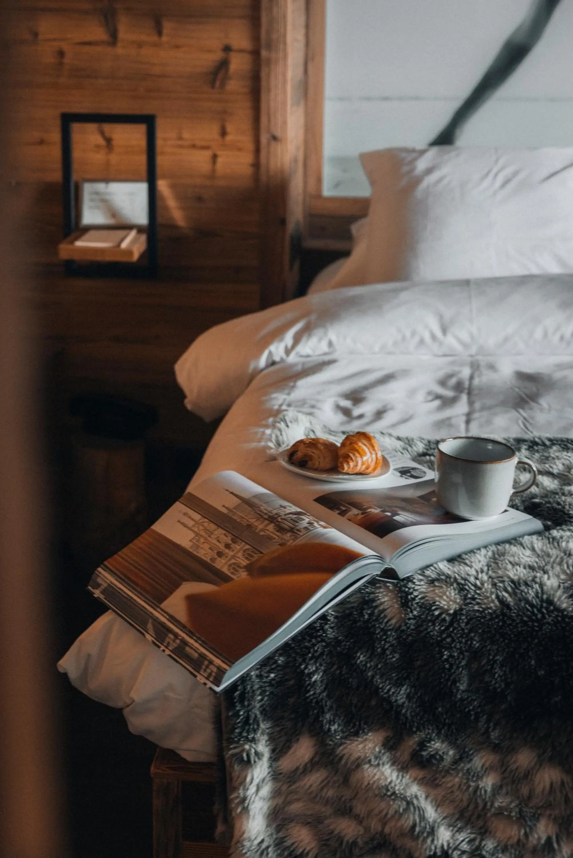 Decorative detail, Bed in Hostellerie du Pas de l'Ours "Relais et Châteaux"