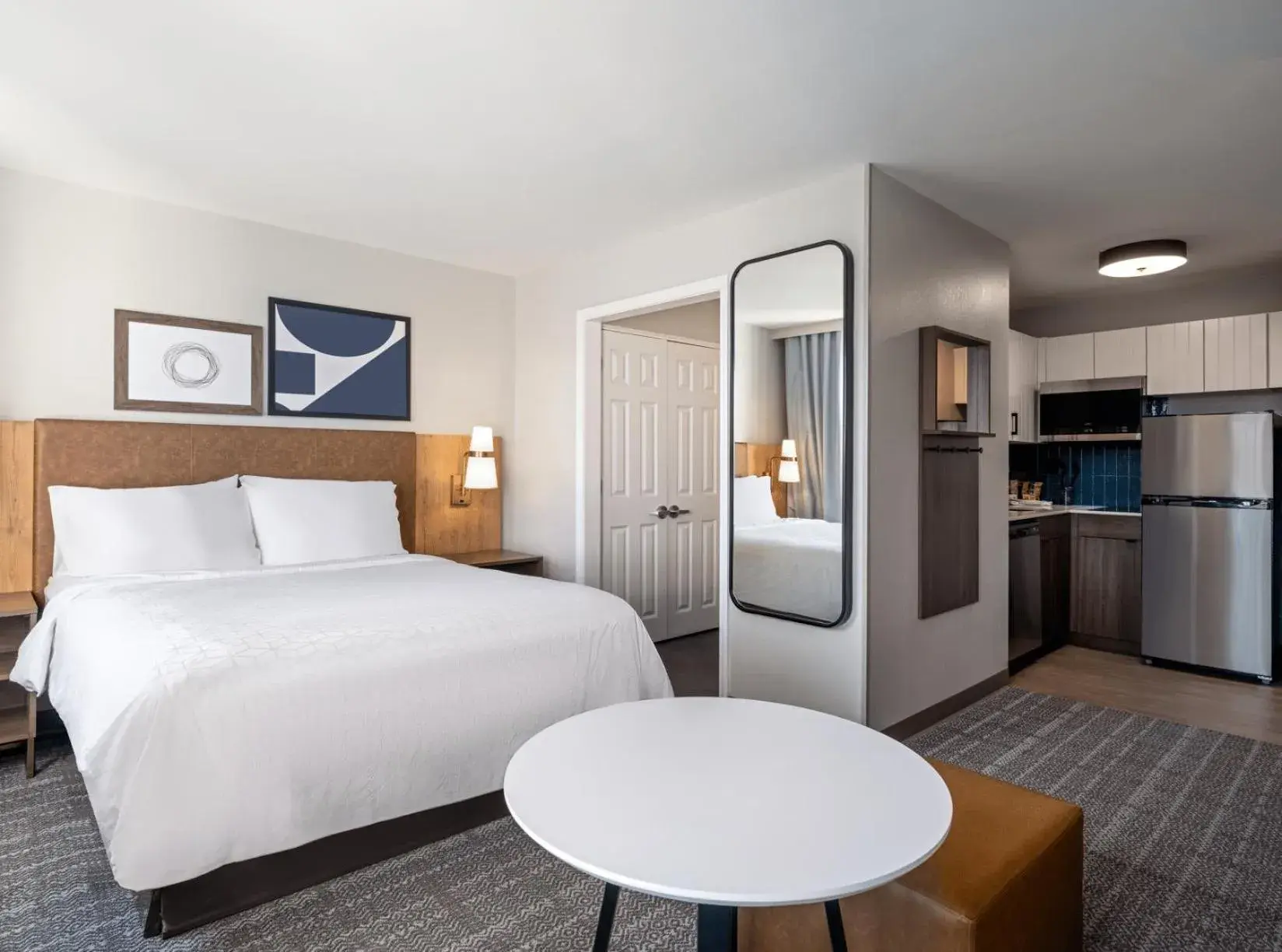 Quiet street view, Bed in Staybridge Suites Rochester University by IHG Quiet street view, Bed in Staybridge Suites Rochester University by IHG