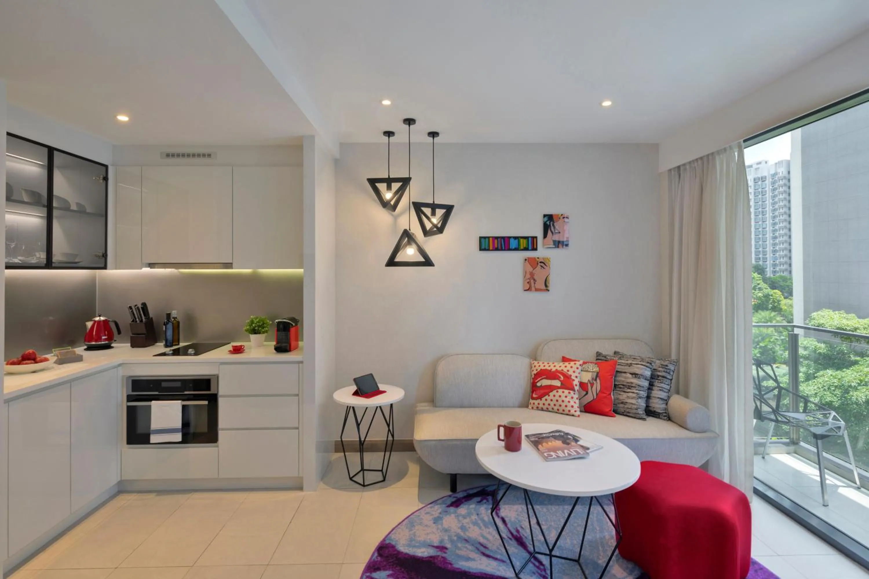 Seating area in Oakwood Studios Singapore