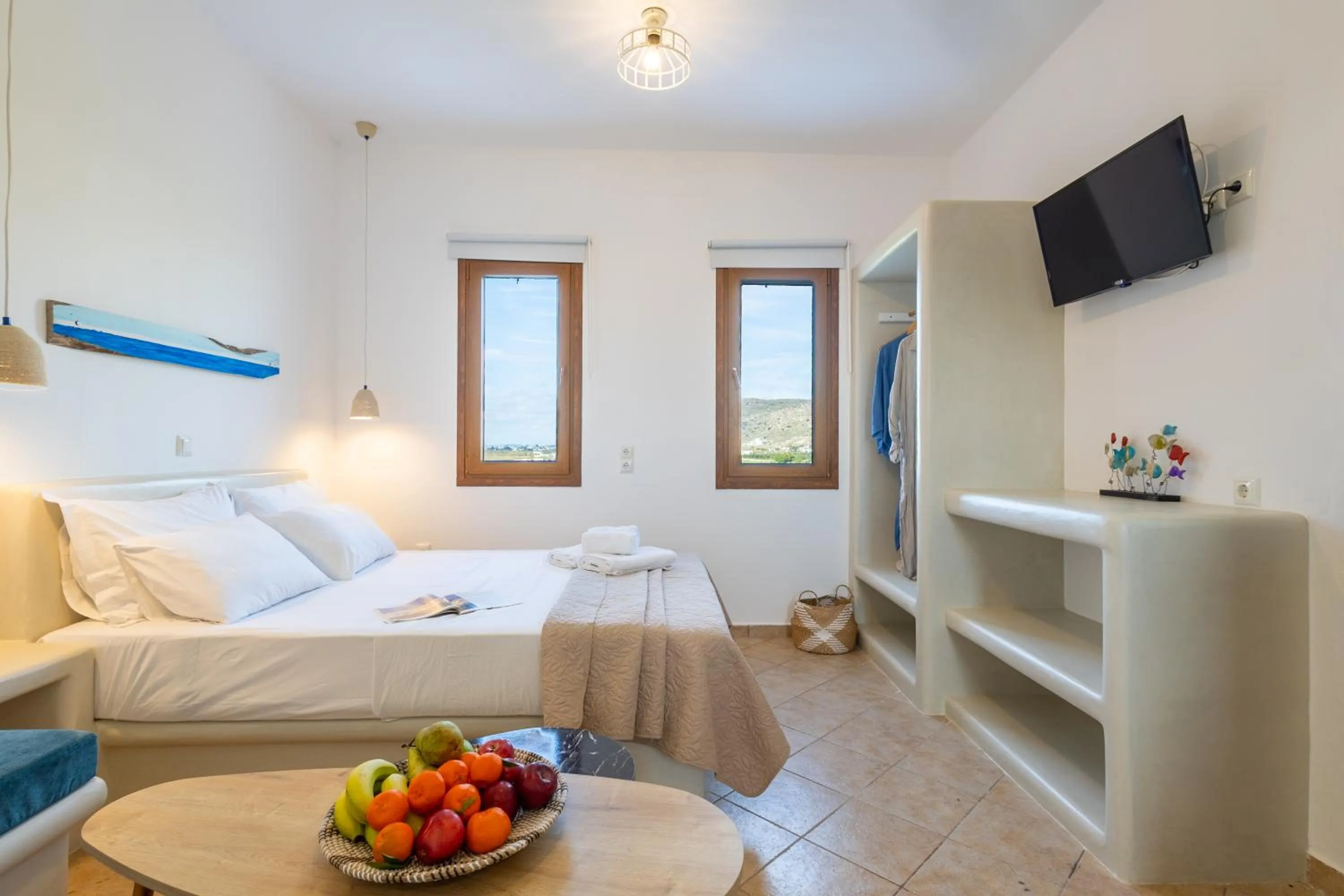 Bedroom, Bed in Villa Kastraki