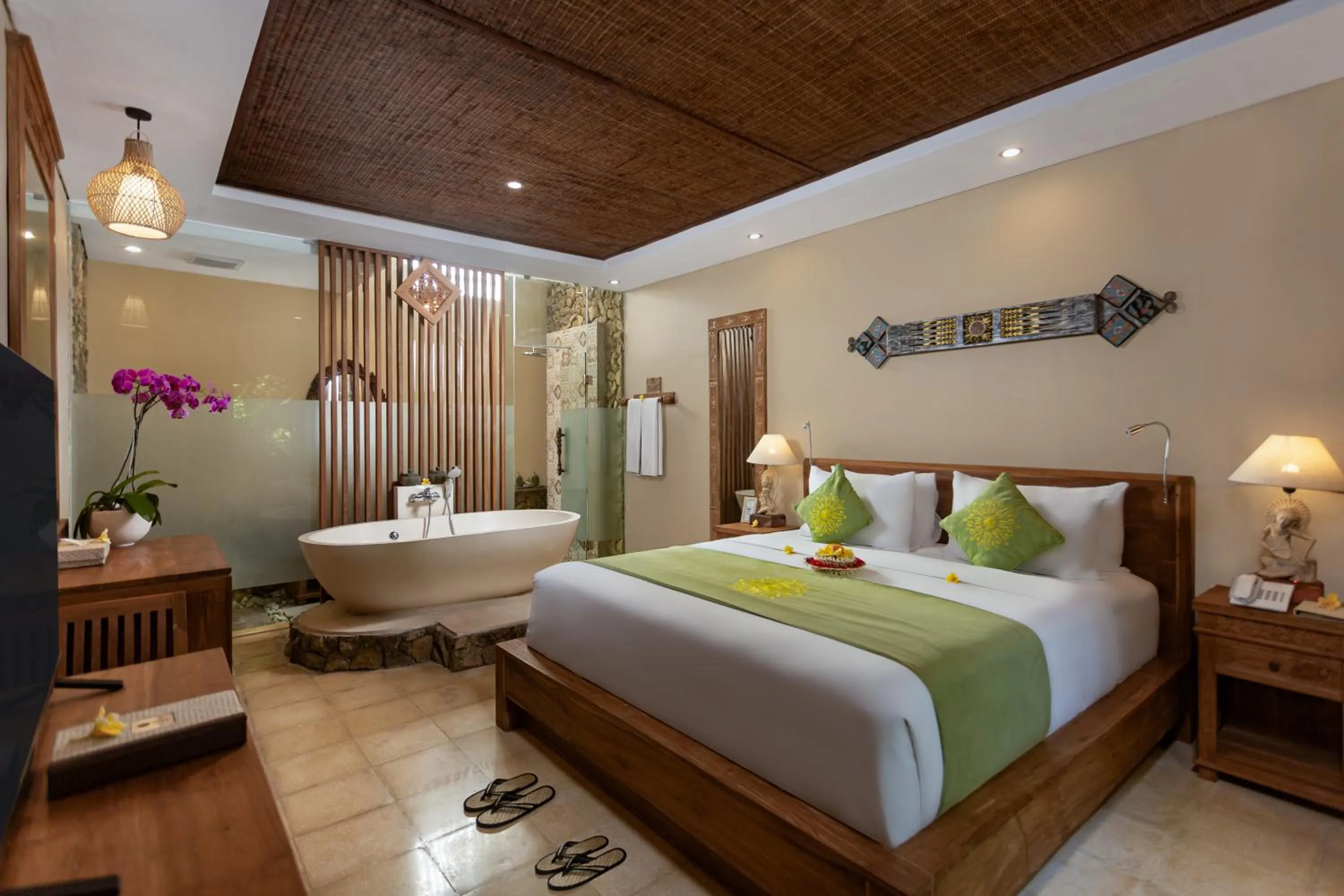 Bed in The Alena Resort a Pramana Experience