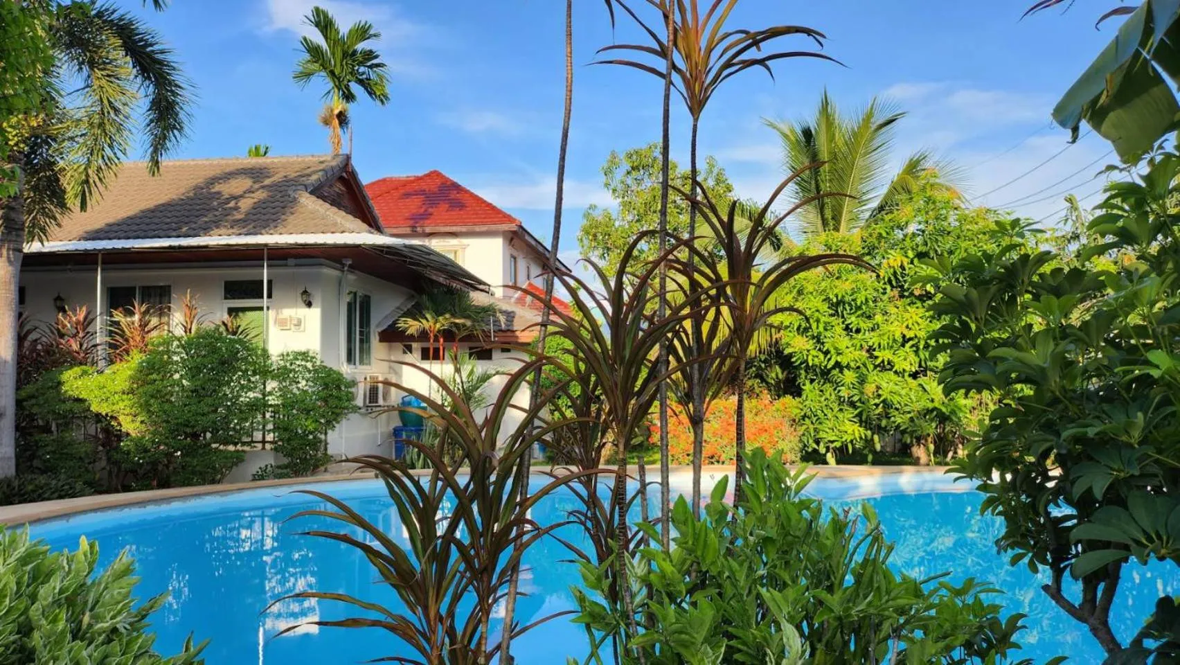 Pool view in Nuch's Apple Guest House