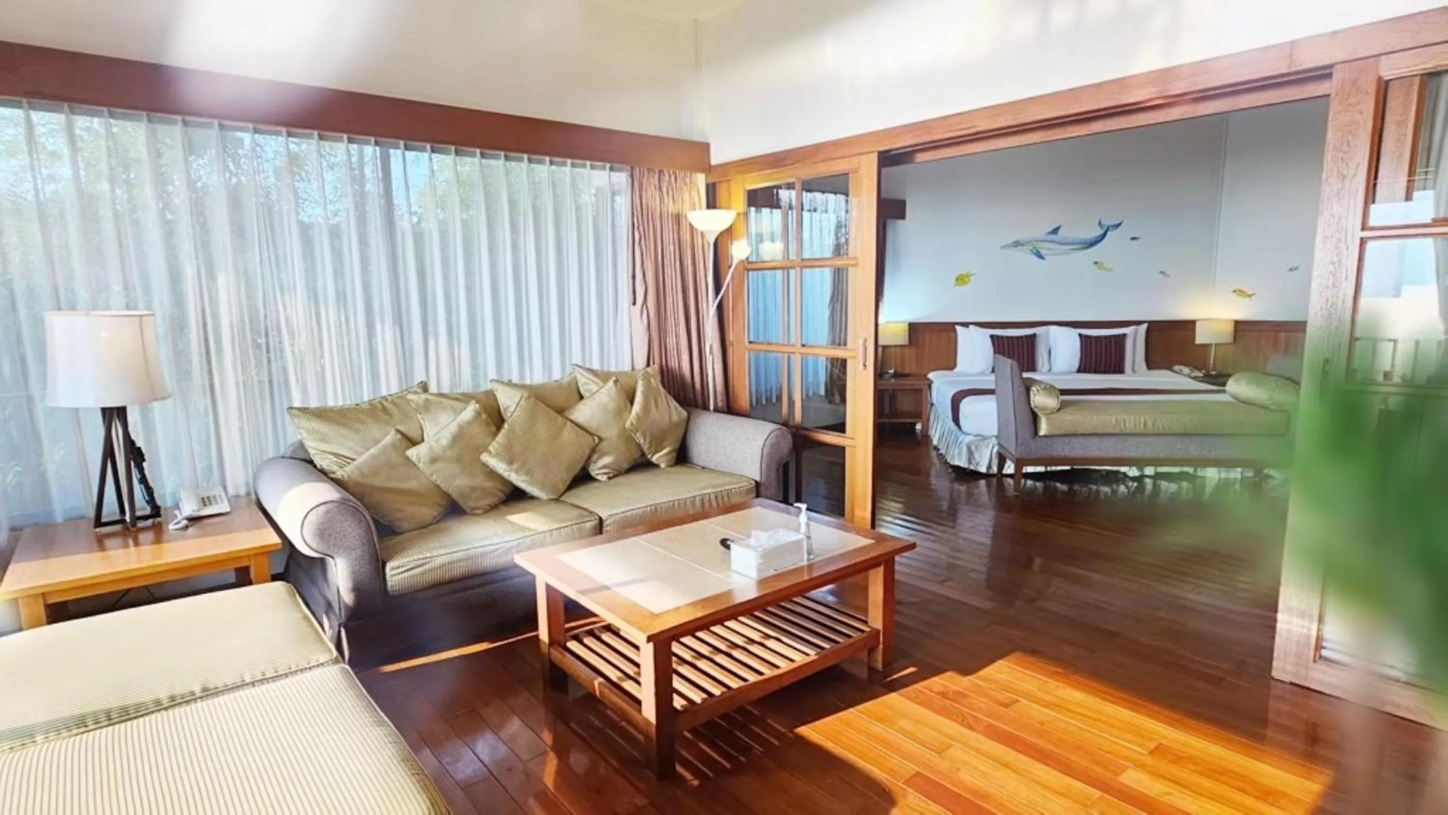 Living room, Bed in Birds and Bees Resort