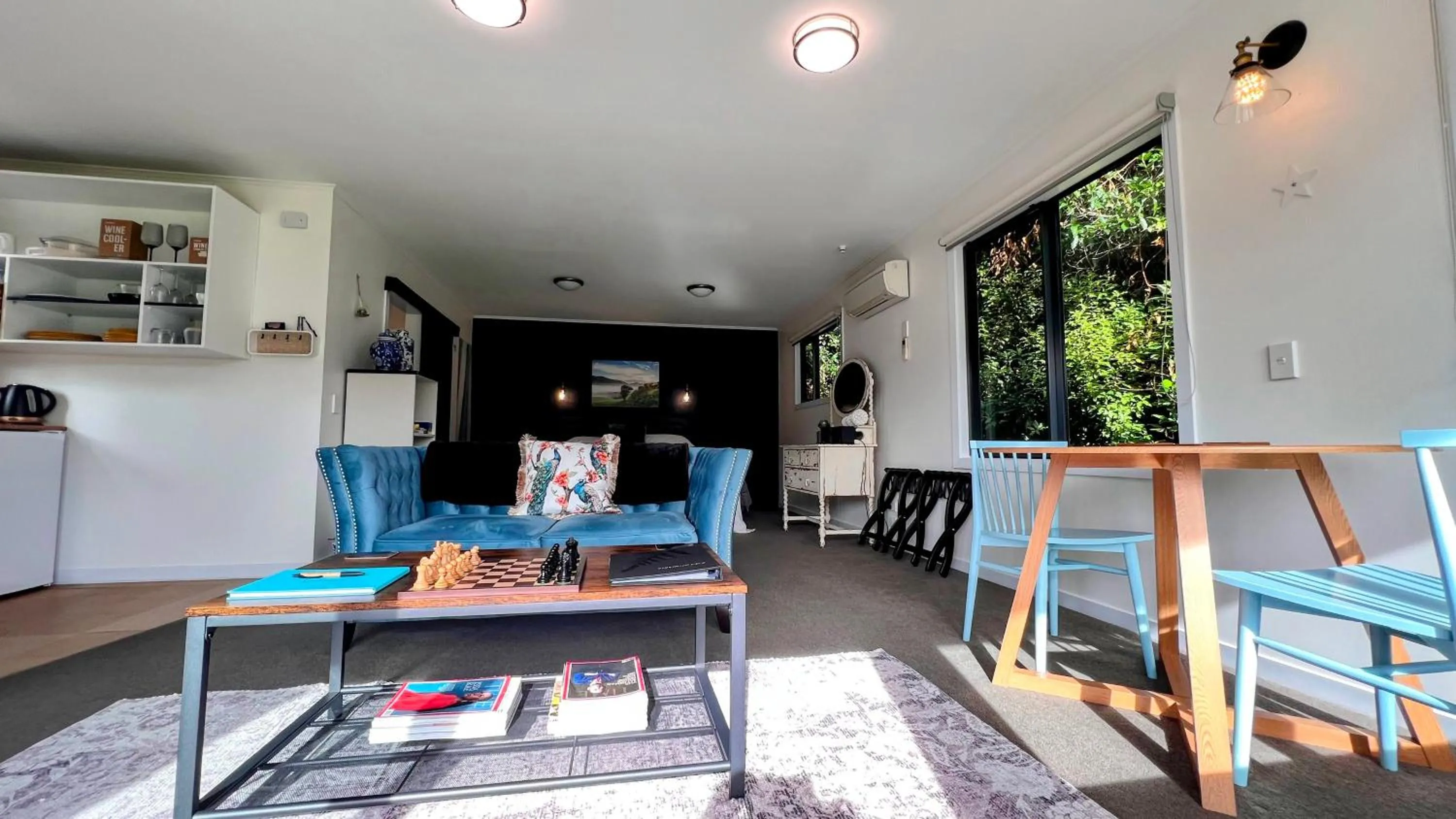 Seating area in Mohua Park - Catlins Eco Accommodation