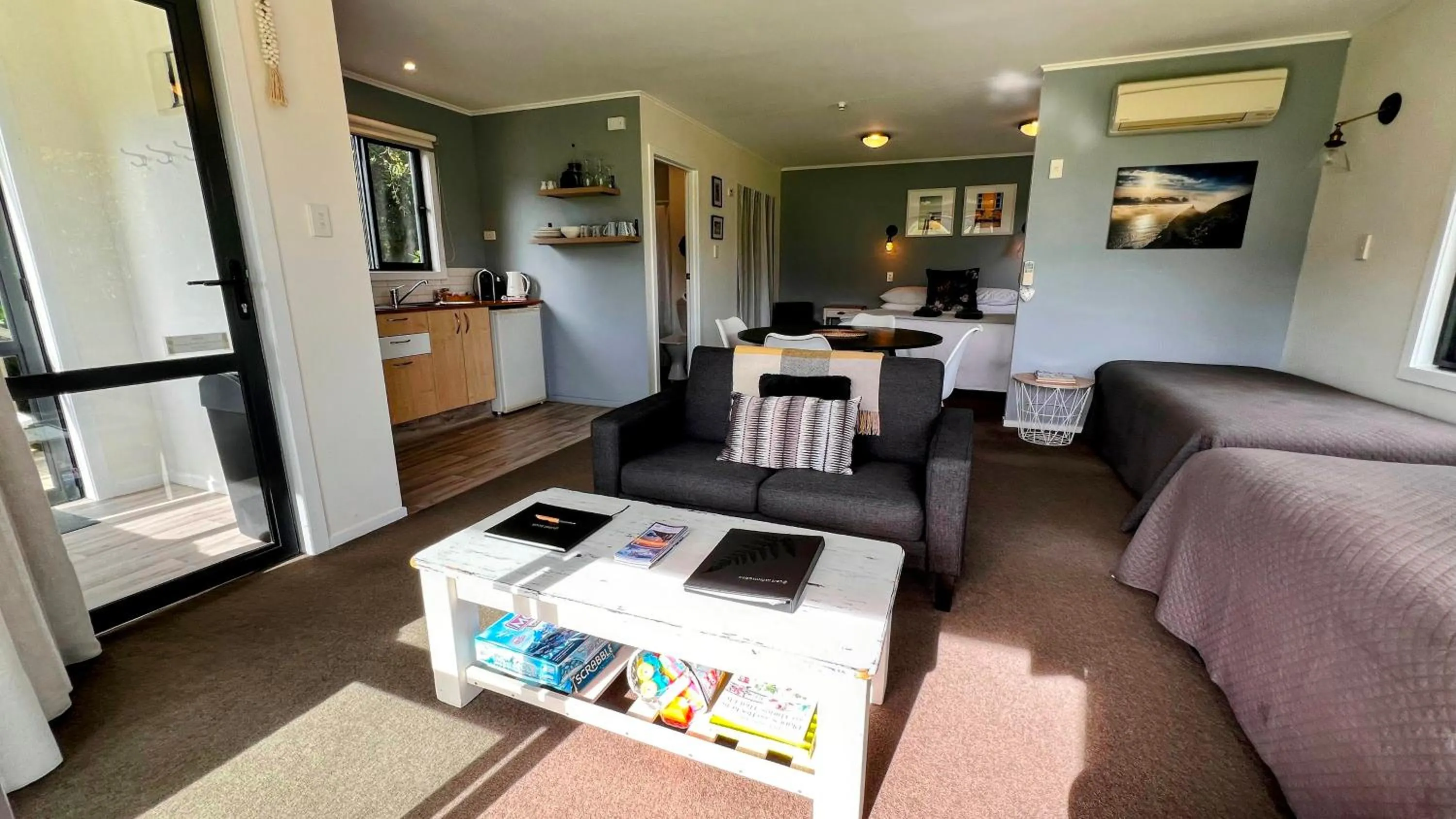 Seating area in Mohua Park - Catlins Eco Accommodation