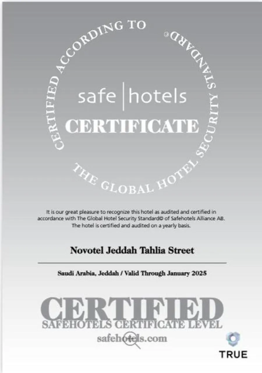 Certificate/Award in Novotel Jeddah Tahlia