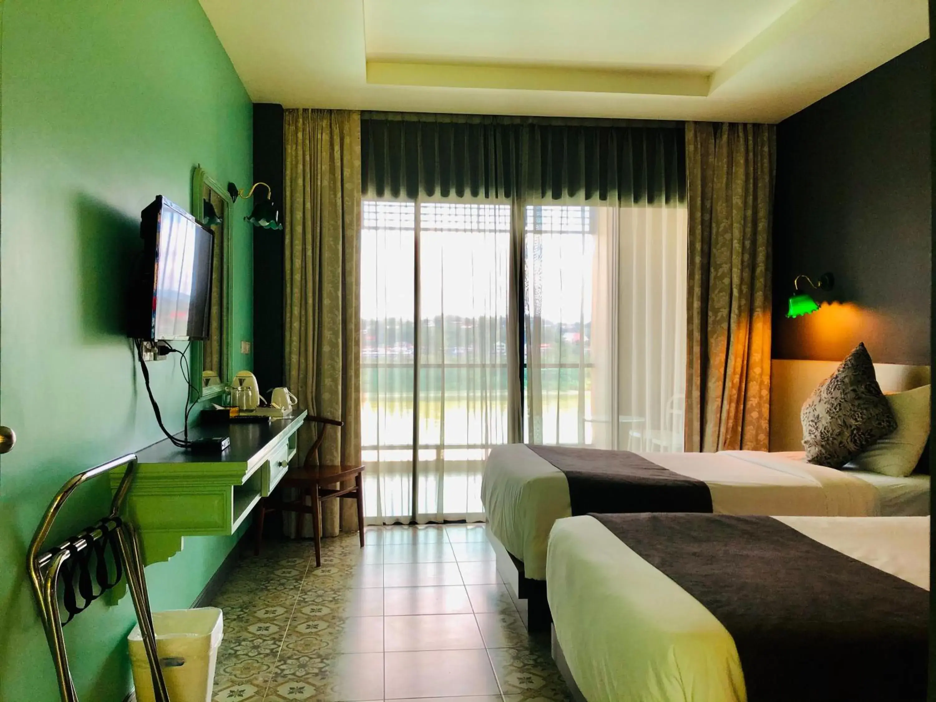 Bed in Chiangkhong Teak Garden Riverfront Onsen Hotel- SHA Extra Plus Bed in Chiangkhong Teak Garden Riverfront Onsen Hotel- SHA Extra Plus