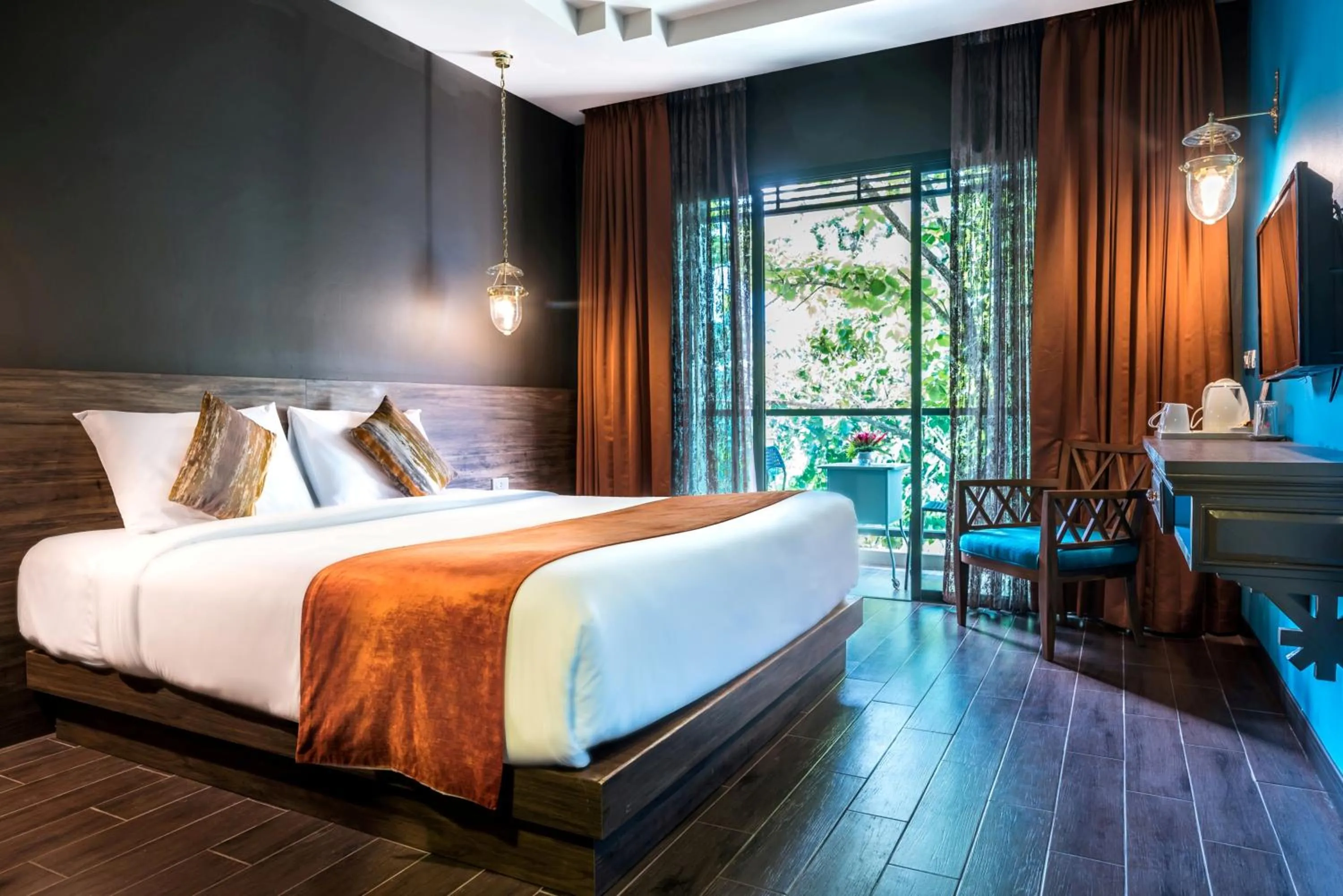 Bedroom, Bed in Chiangkhong Teak Garden Riverfront Onsen Hotel- SHA Extra Plus