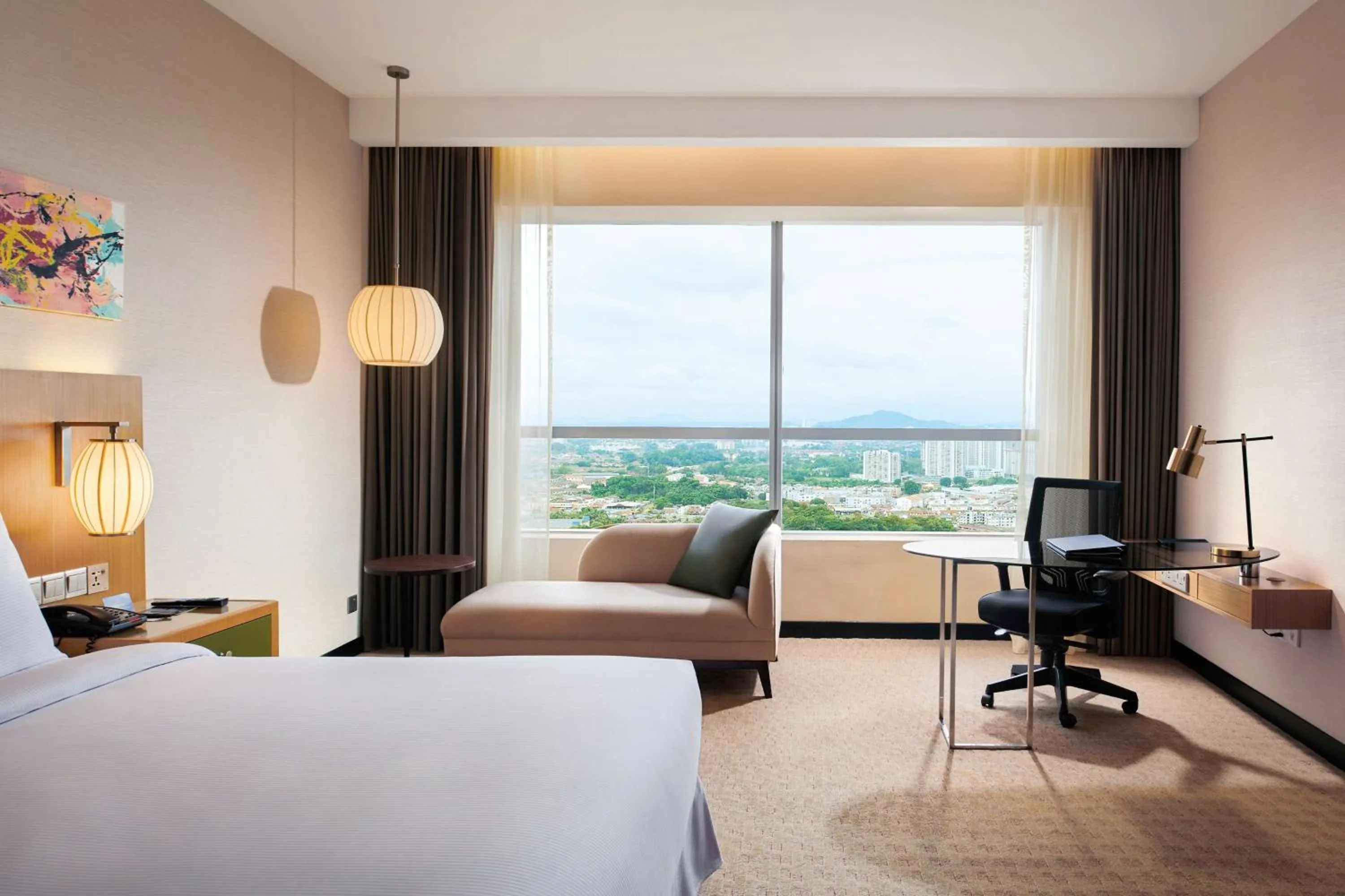 View (from property/room), Bed in DoubleTree by Hilton Melaka