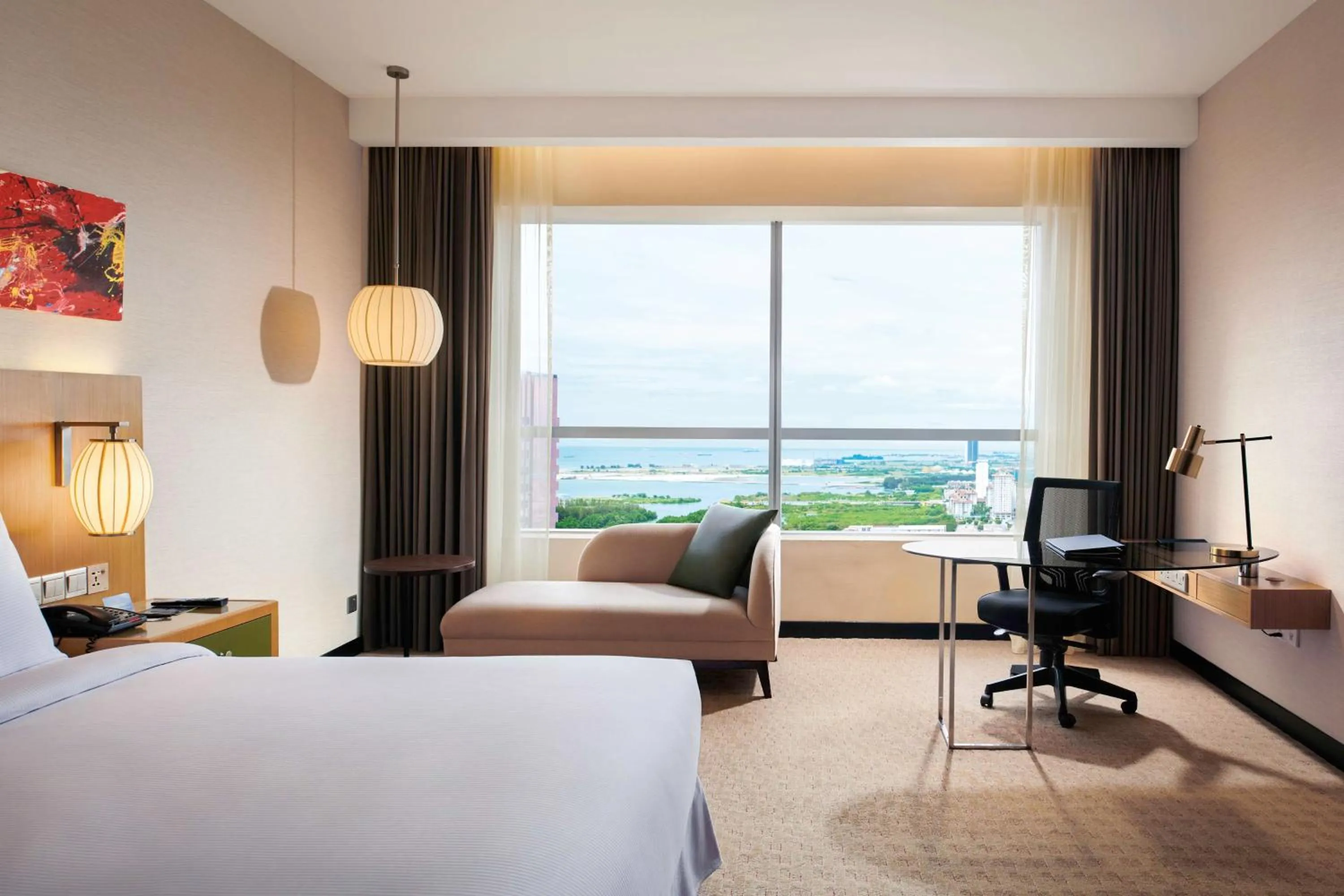 View (from property/room), Bed in DoubleTree by Hilton Melaka