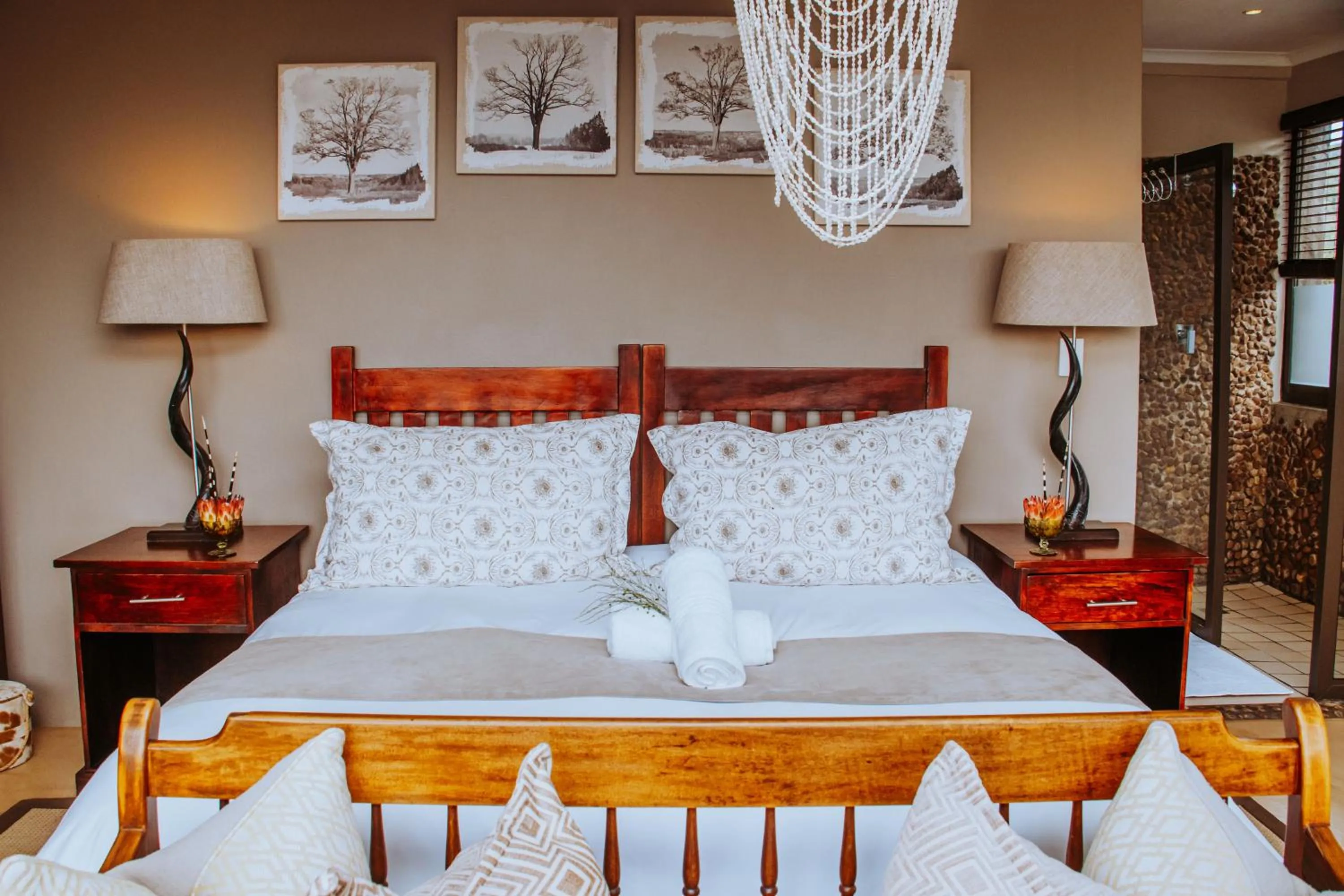 Bed in African Safari Lodge