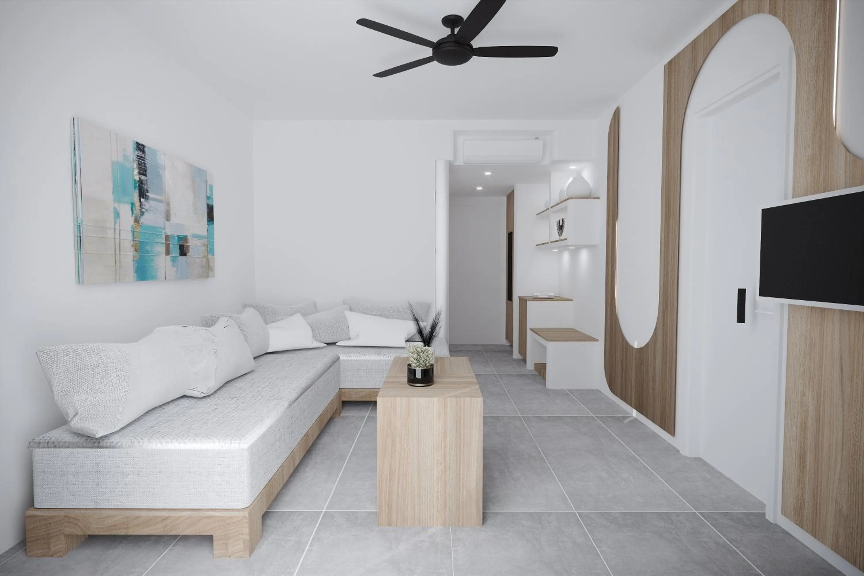 Living room, Bed in Gaia Village