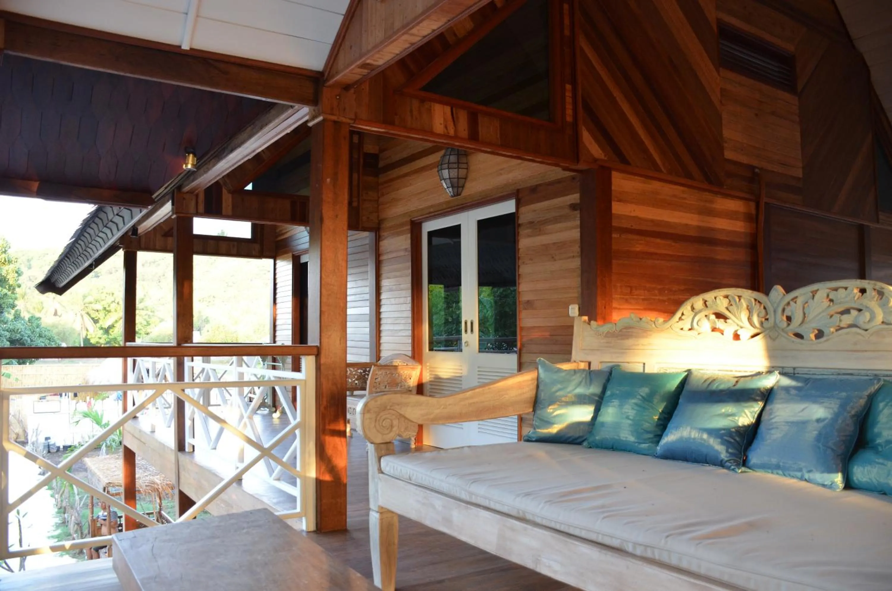 Balcony/Terrace, Bed in Serene Beach Villa