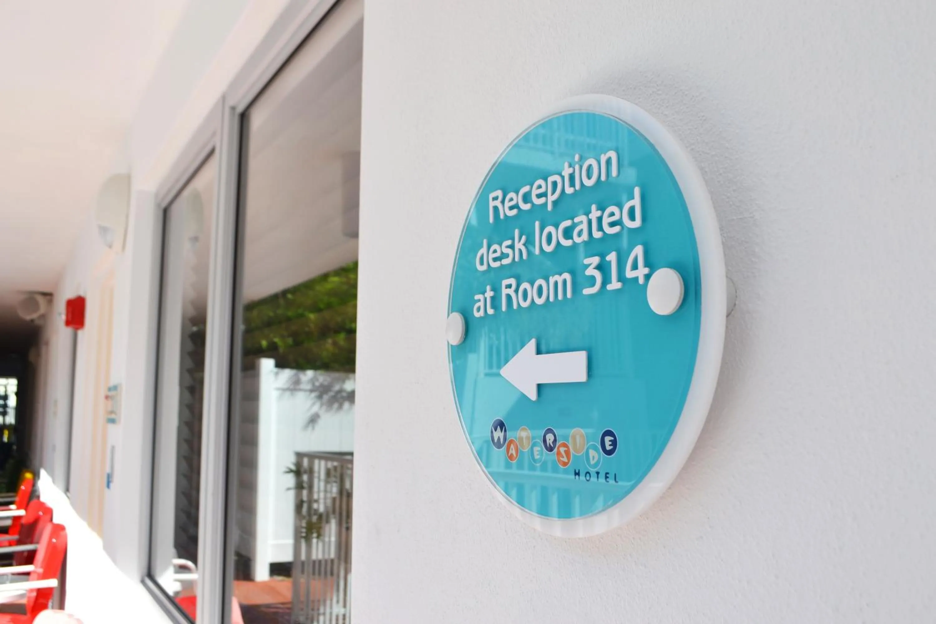 Text overlay in Waterside Hotel and Suites