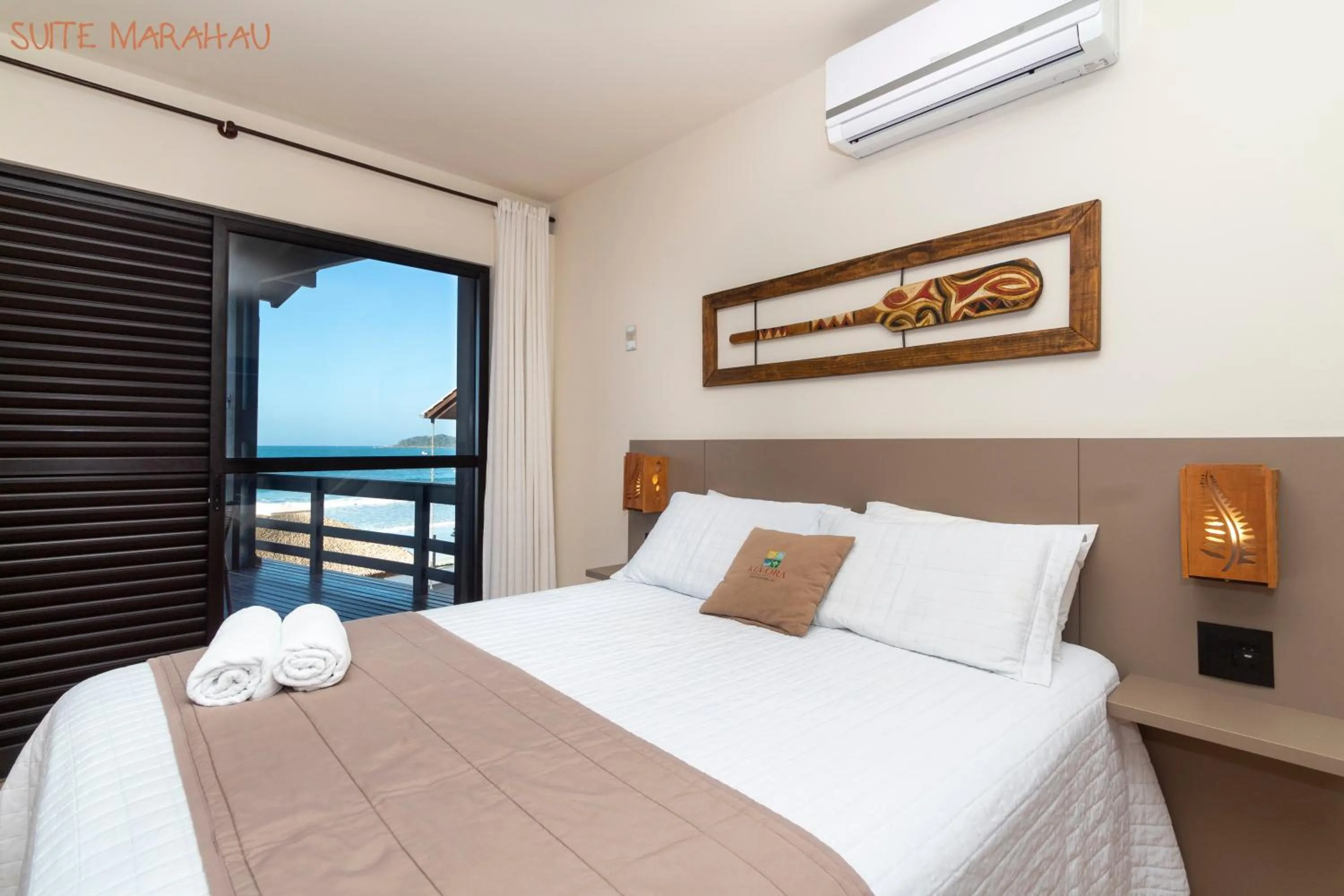 View (from property/room), Bed in Pousada Kia Ora Bombinhas