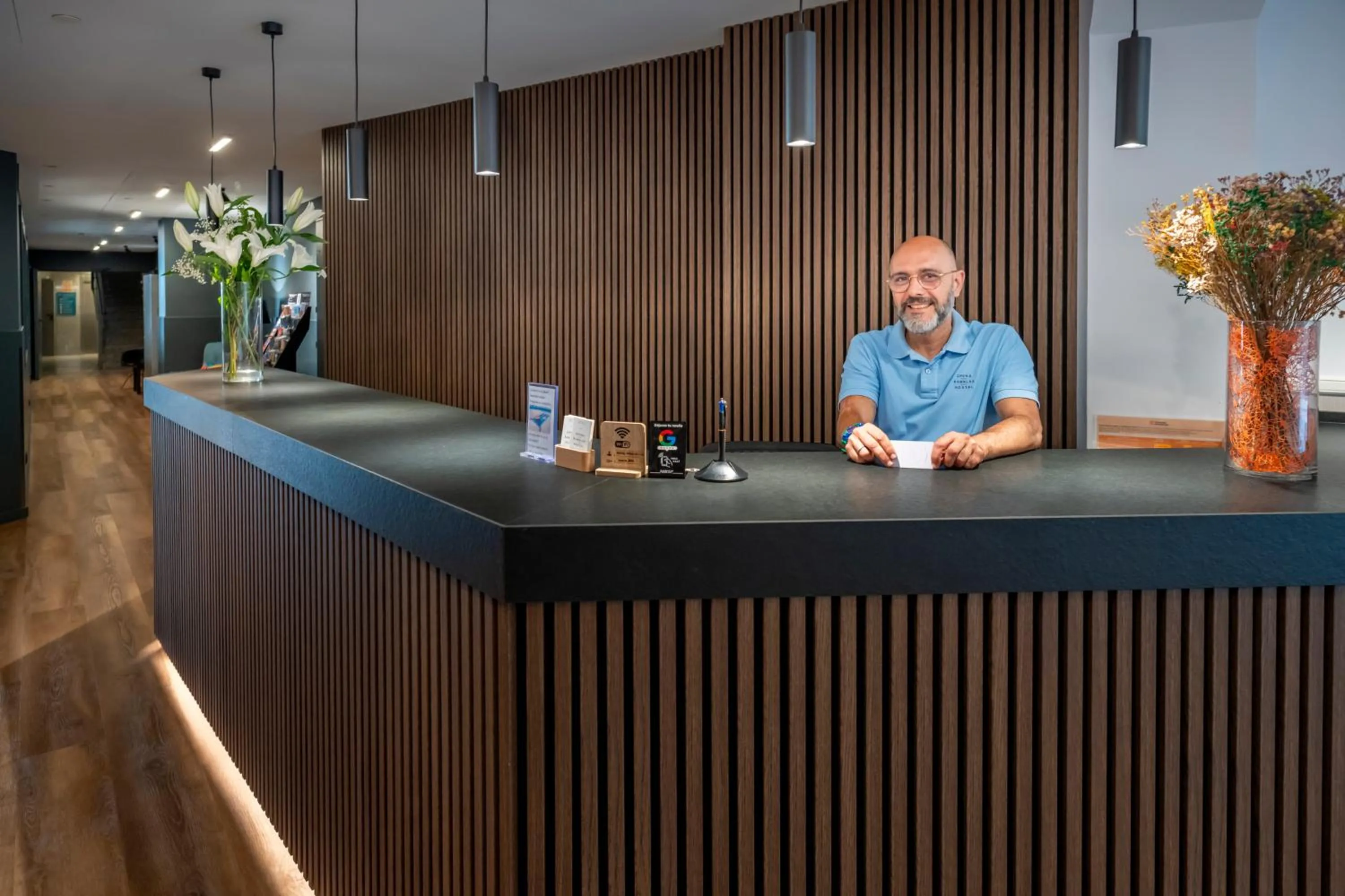 Lobby or reception in Hostal Operaramblas