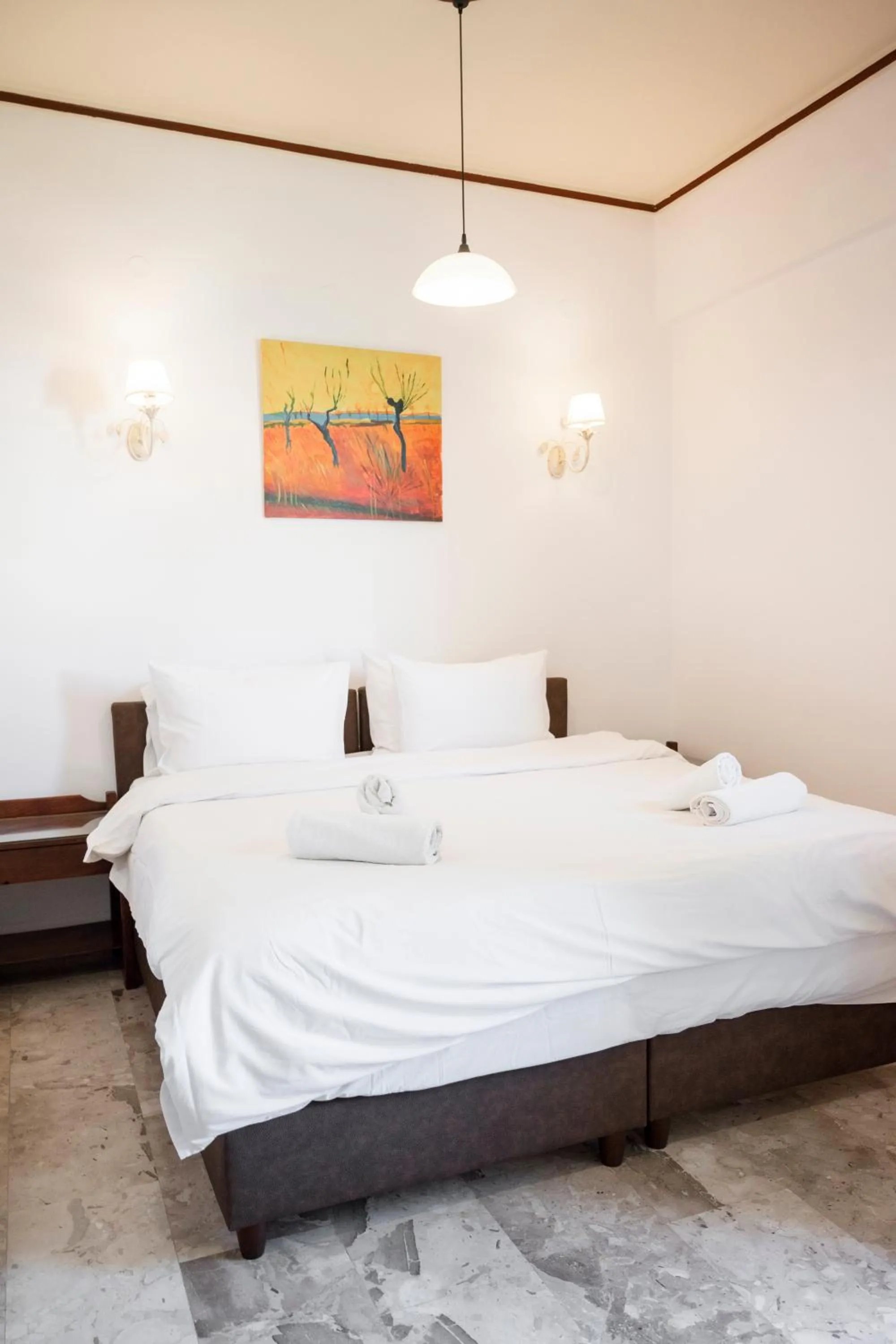 Bed in Argo Rooms-Papadakis