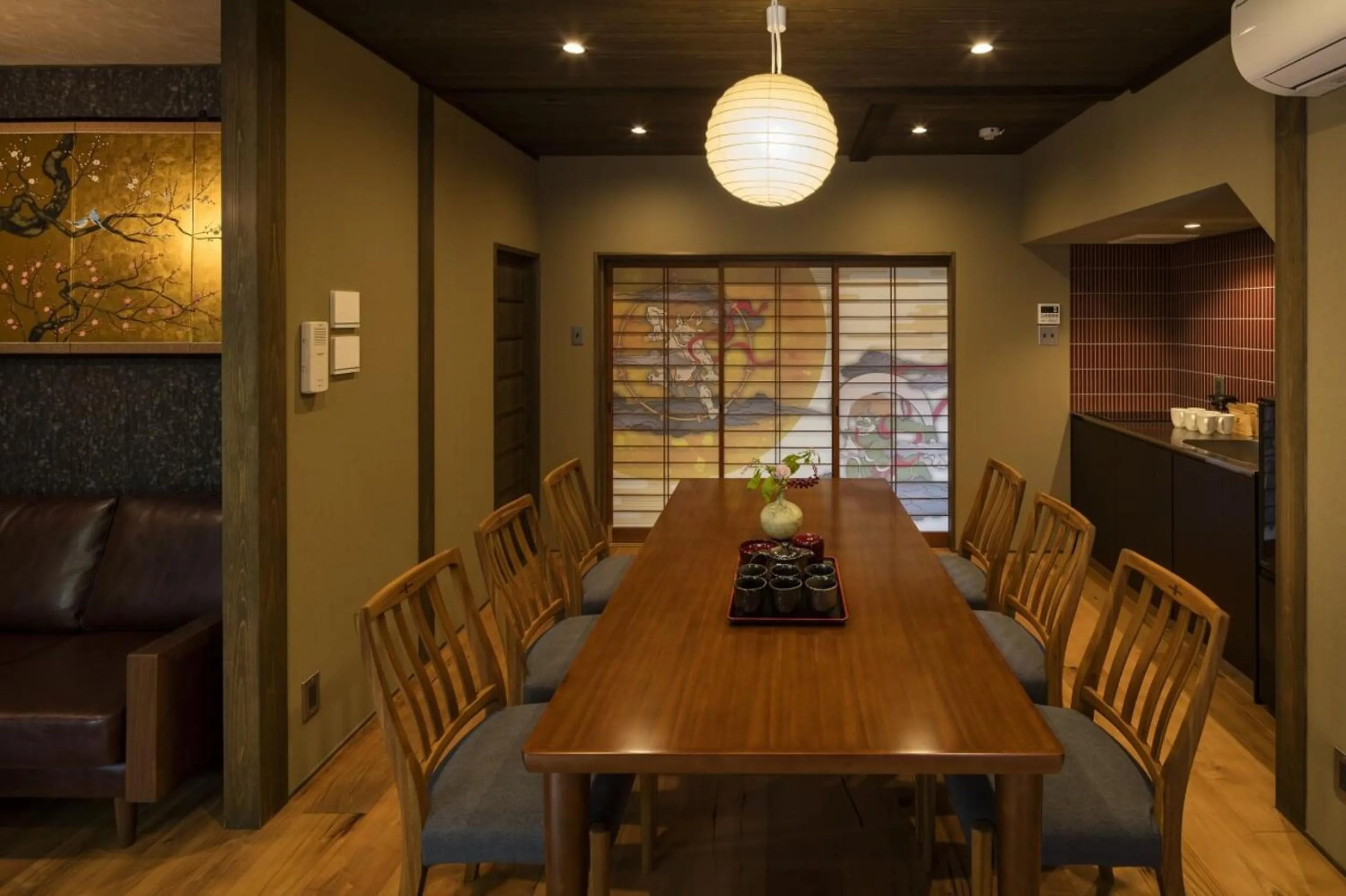 Dining area in Gion Minami Banka Machiya House