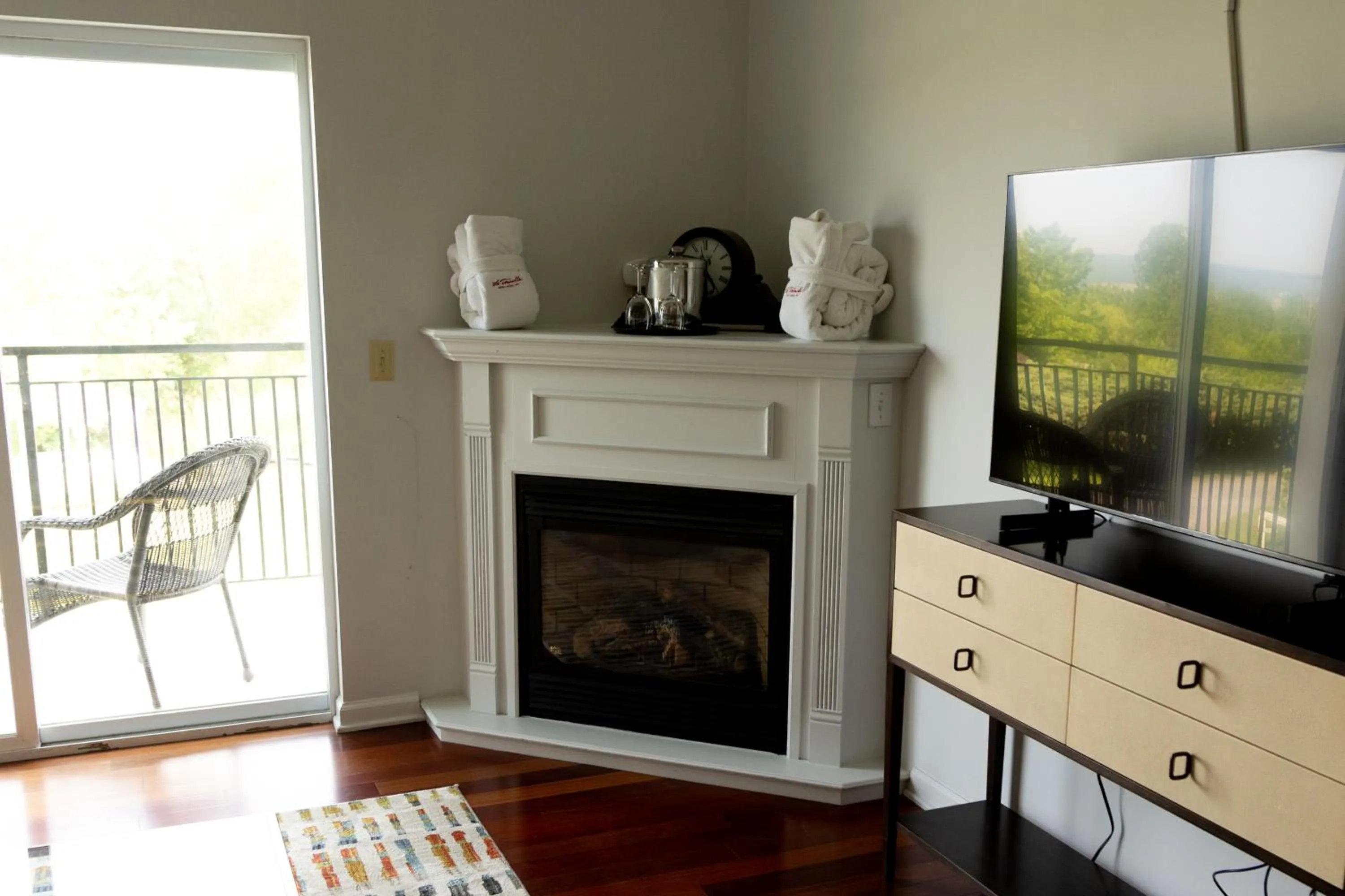 fireplace in La Tourelle Inn & Spa