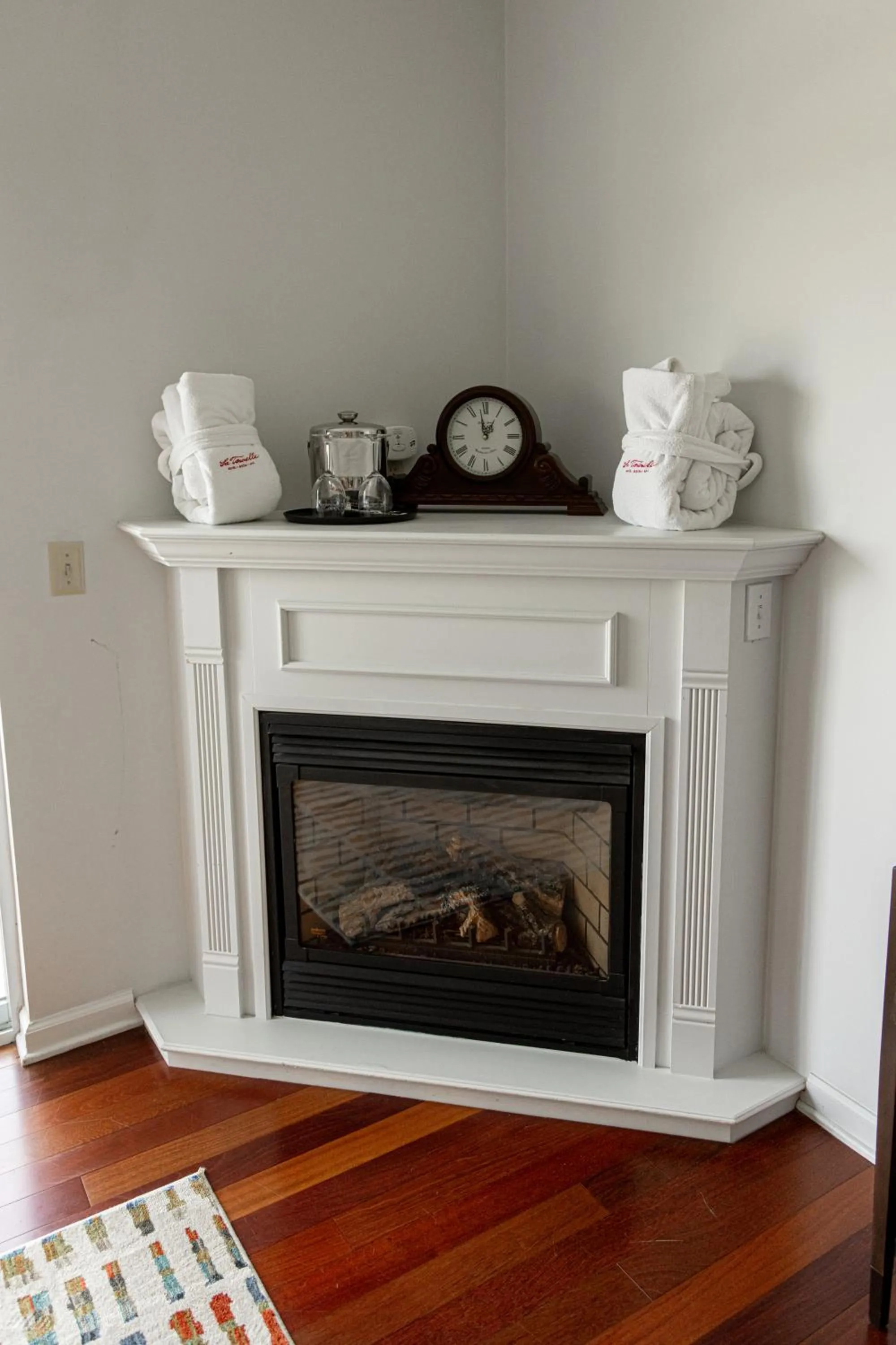 fireplace in La Tourelle Inn & Spa