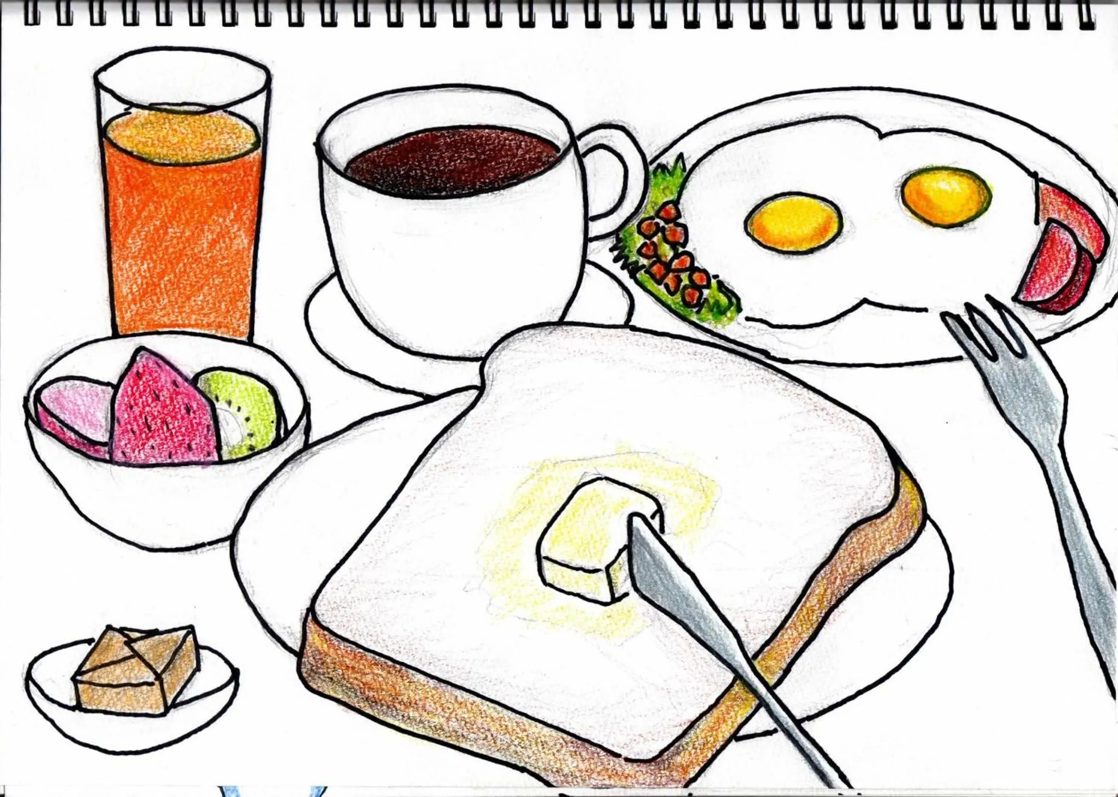 American breakfast in Shinseto Station Hotel