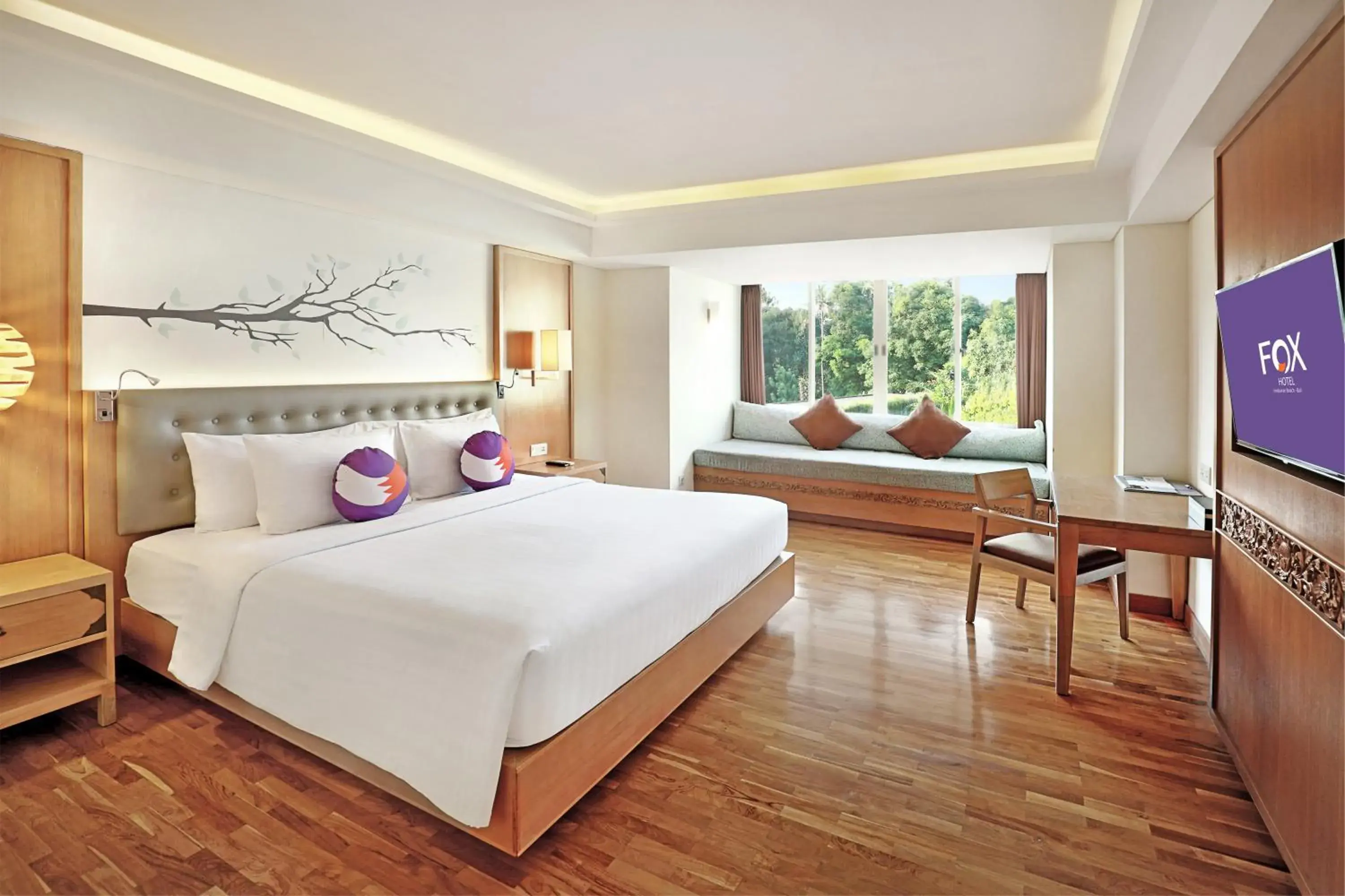 Communal lounge/ TV room, Bed in FOX Hotel Jimbaran Beach Bali Communal lounge/ TV room, Bed in FOX Hotel Jimbaran Beach Bali