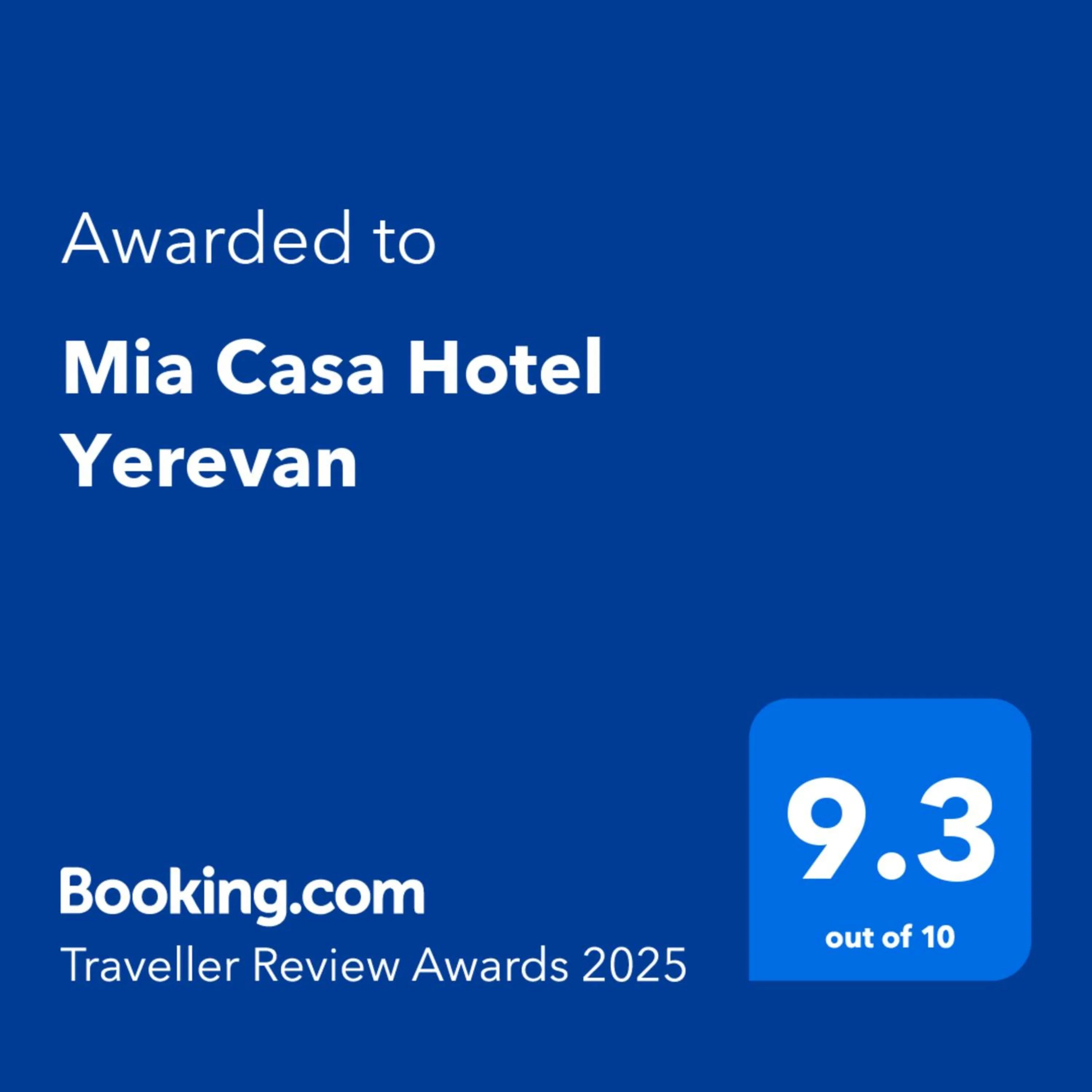 Certificate/Award in Mia Casa Hotel Yerevan