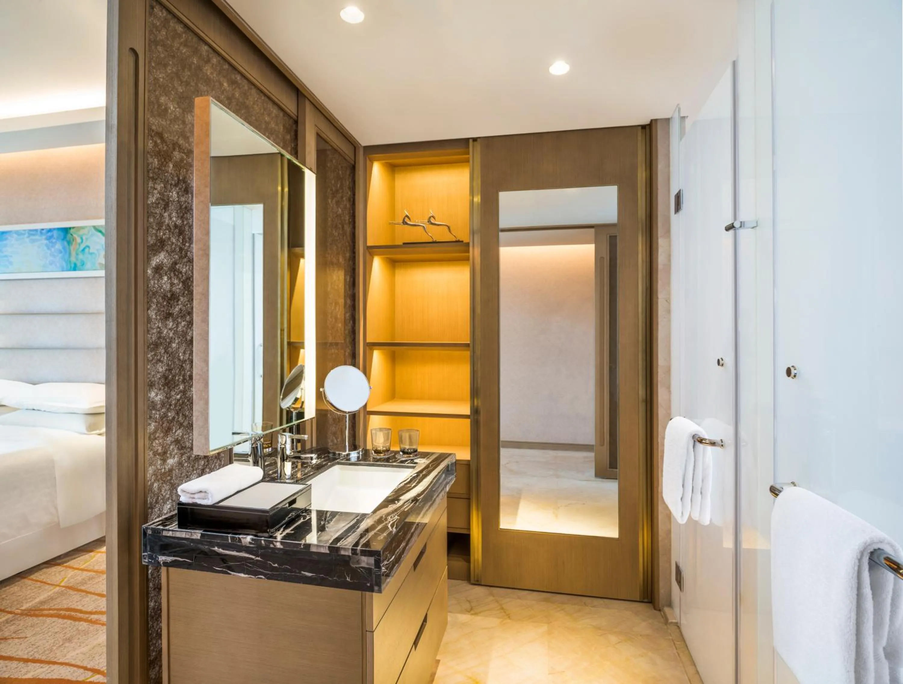 Bathroom, Bed in Sheraton Qingdao West Coast
