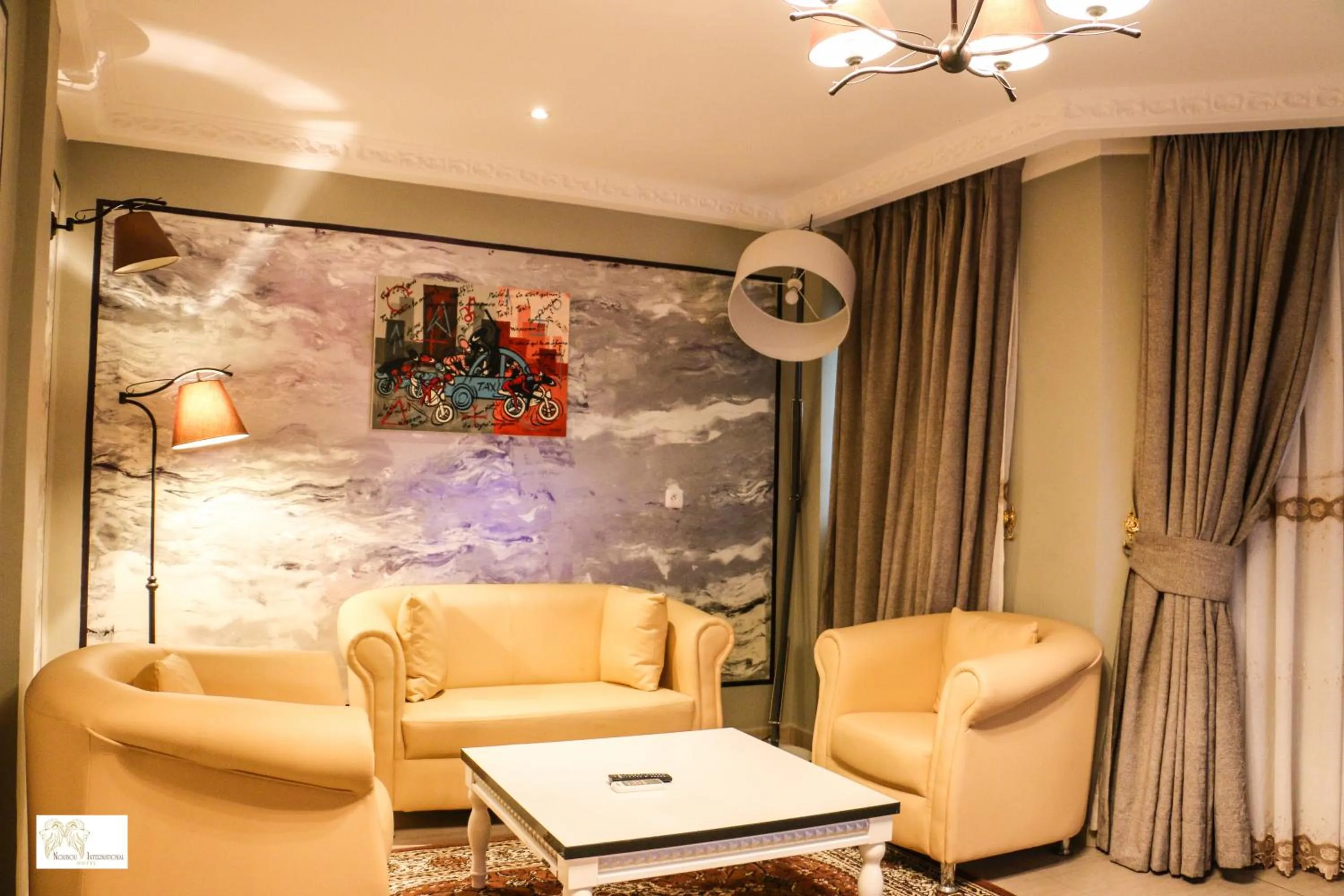 Seating area in Noubou International Hotel