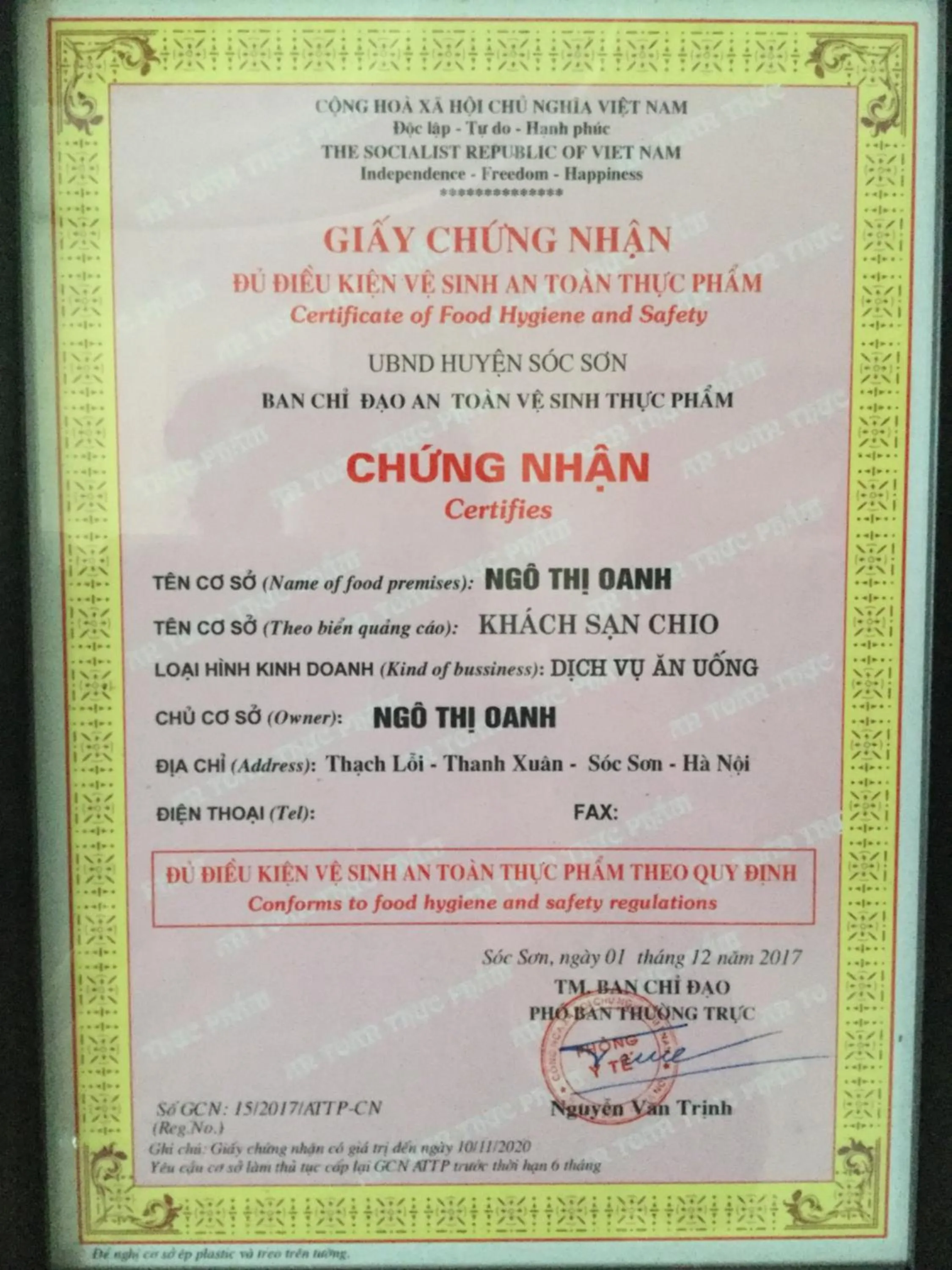 Food and drinks in Chio Hotel