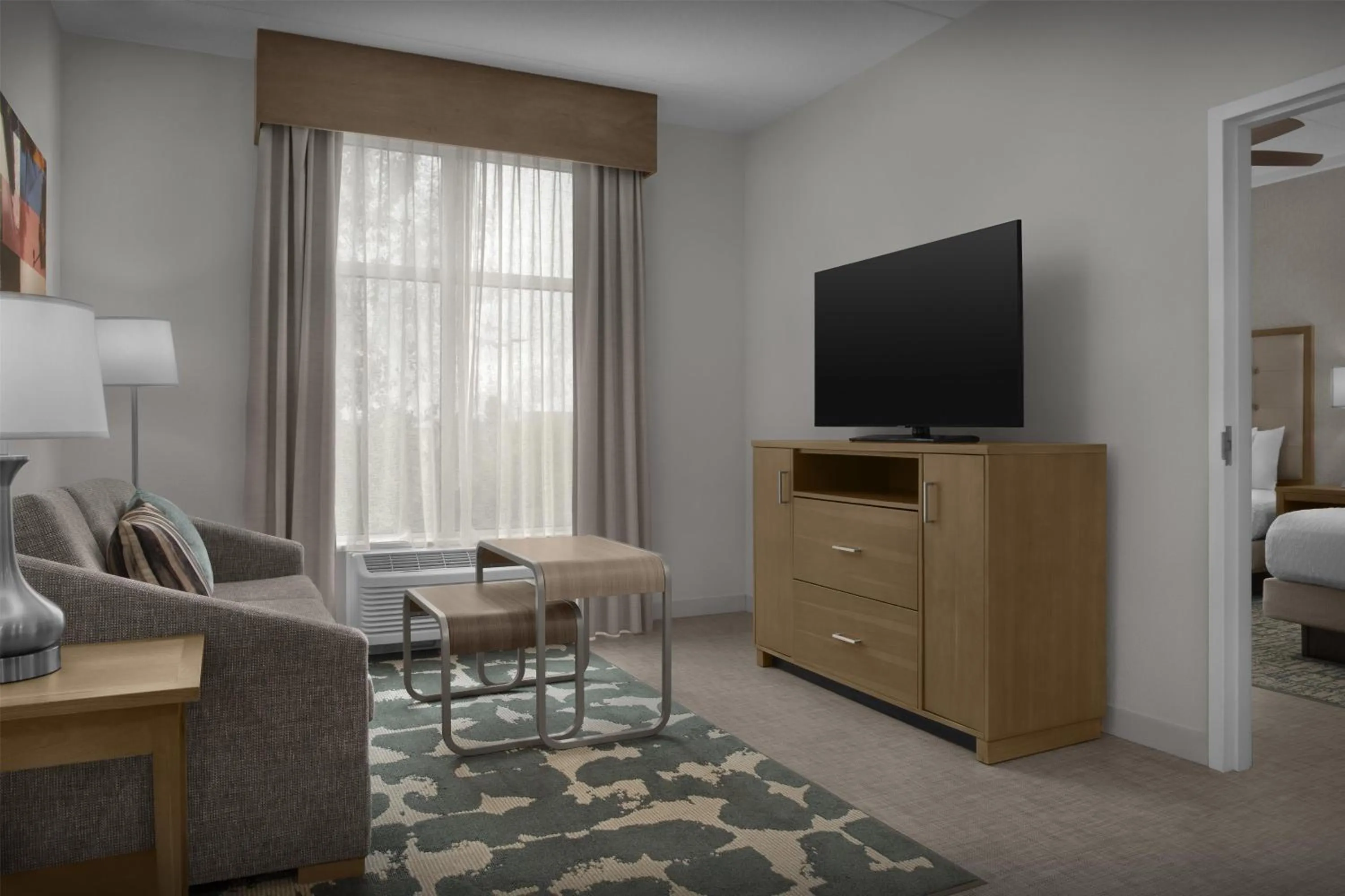 Living room, Bed in Homewood Suites by Hilton Concord