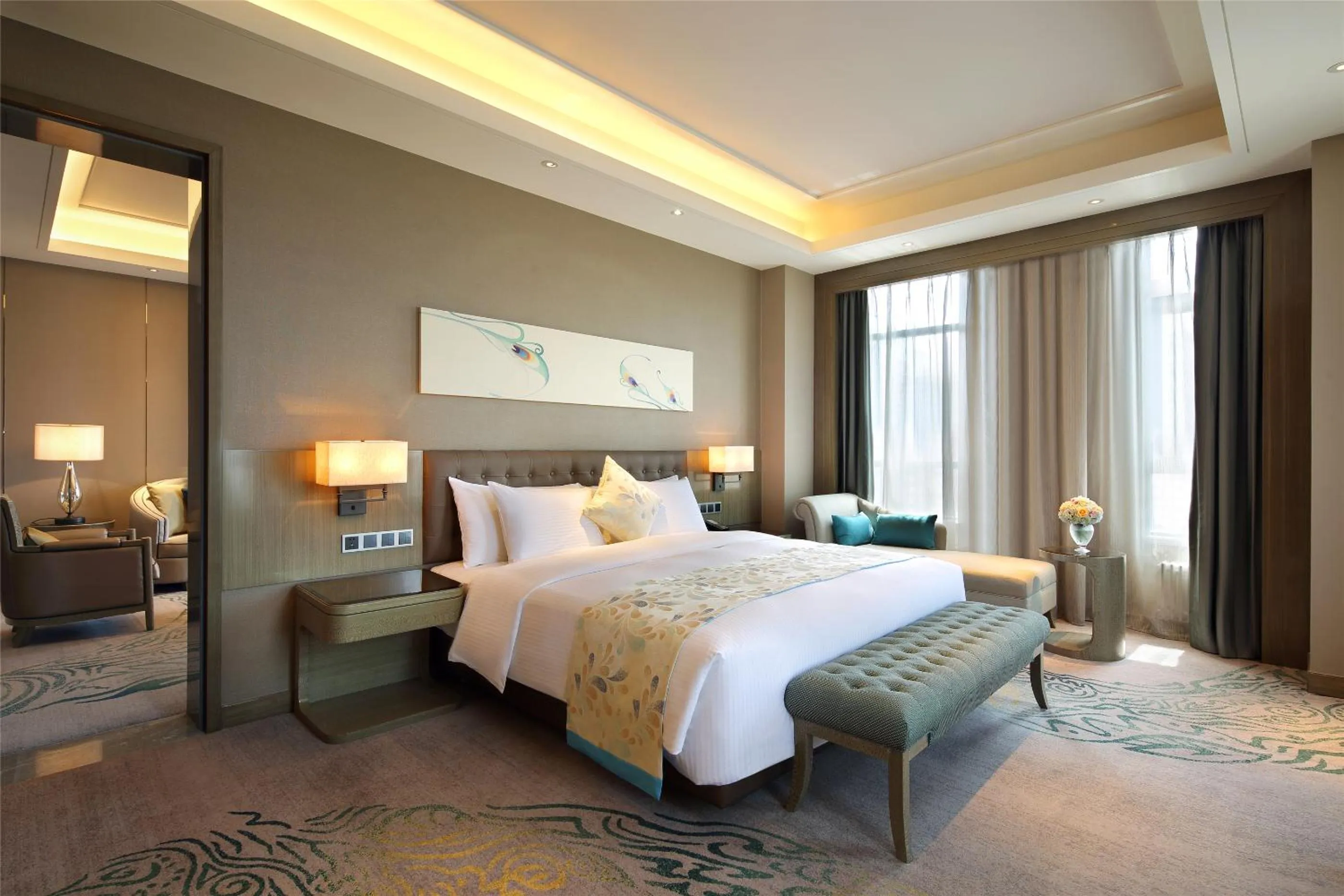 Photo of the whole room, Bed in Wanda Realm Siping