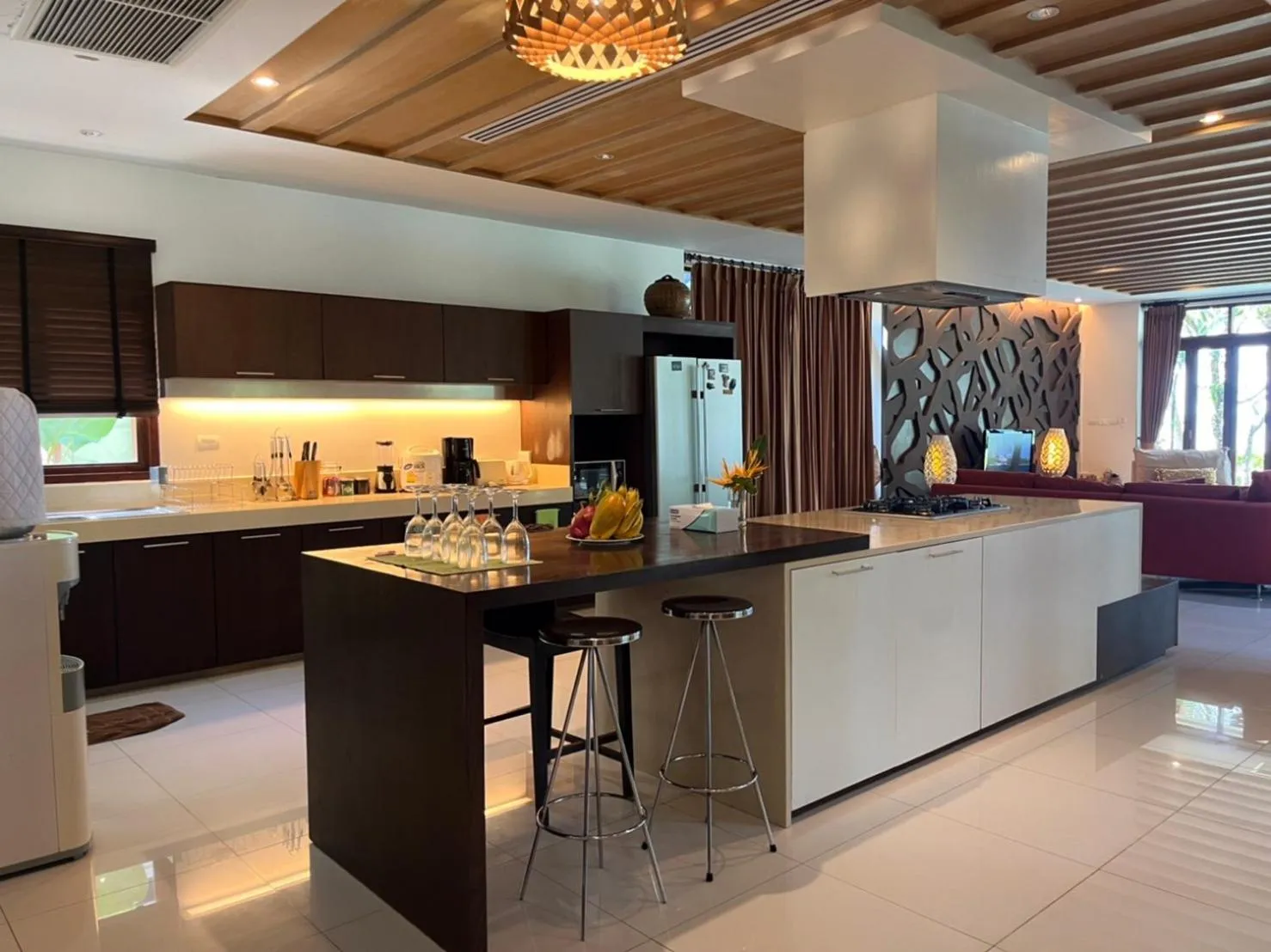 Kitchen or kitchenette in Amatapura Beachfront Villa 10 , SHA Certified