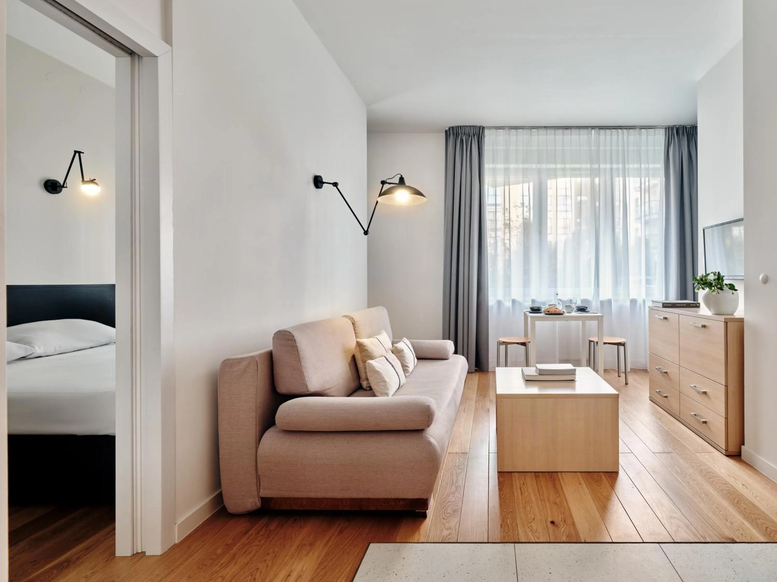 Living room, Bed in Apartamenty Media Park