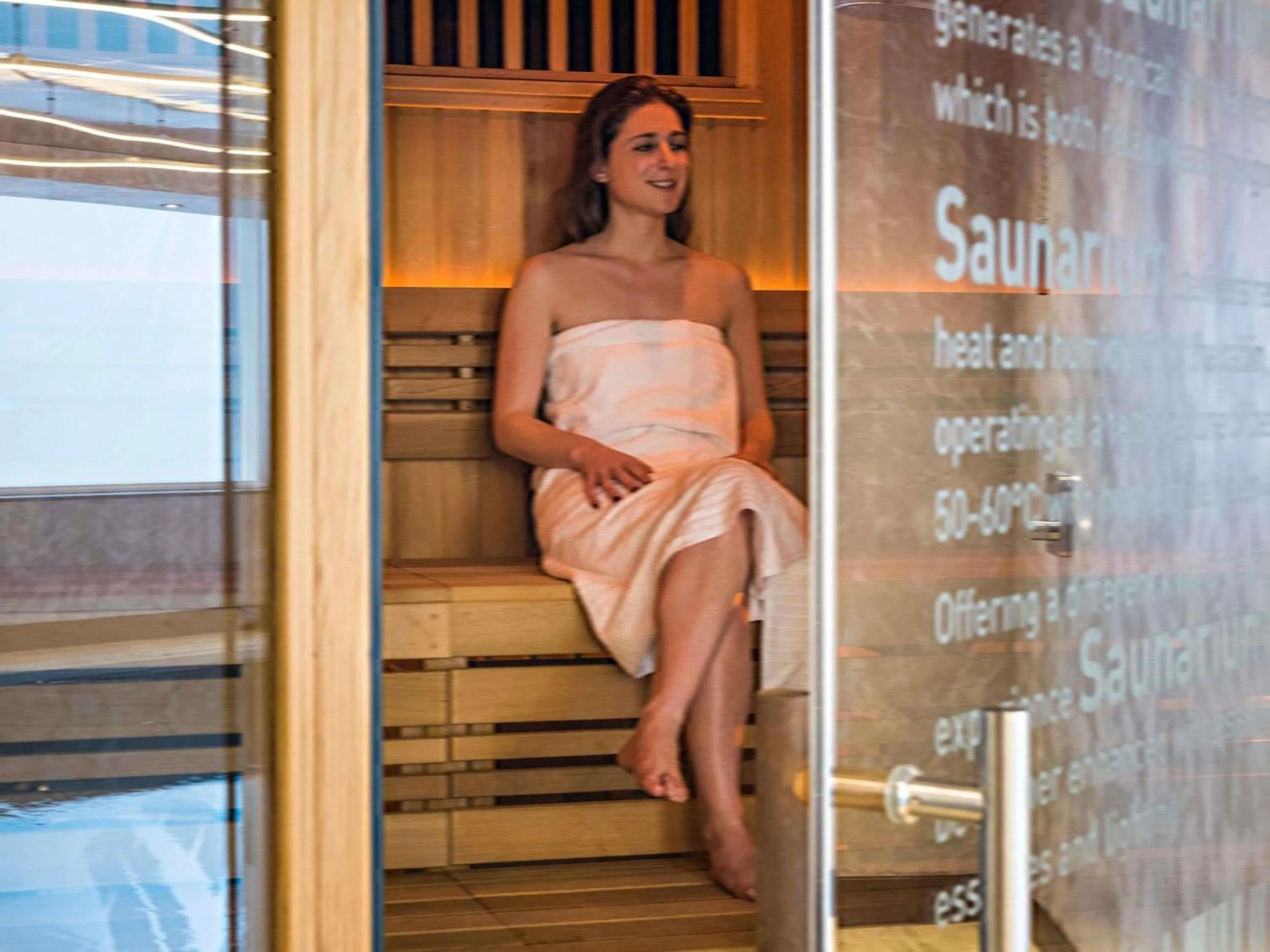 Pool view in Novotel London Canary Wharf