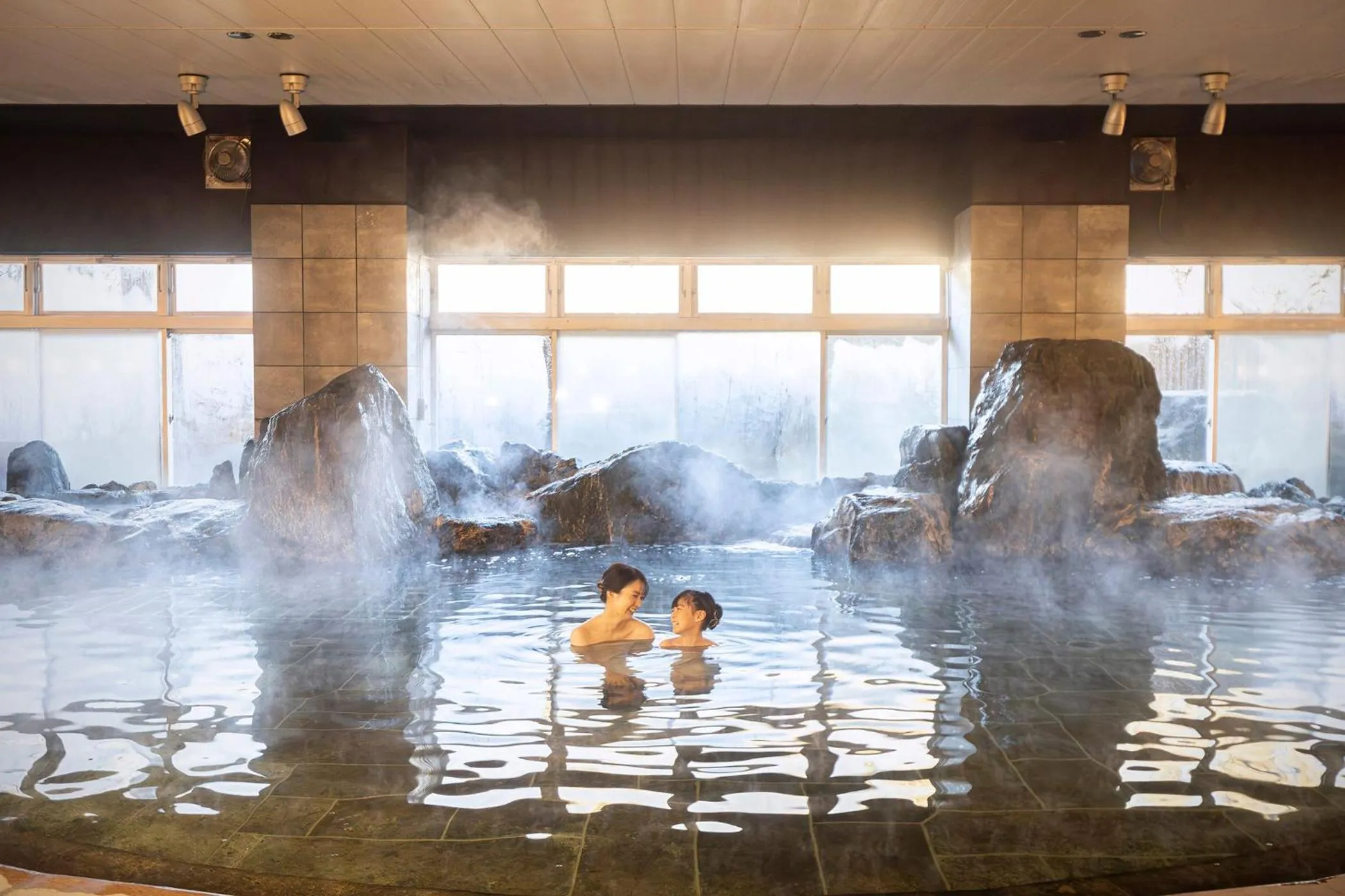 Hot Spring Bath in Ooedo Onsen Monogatari Premium Hotel New Shiobara