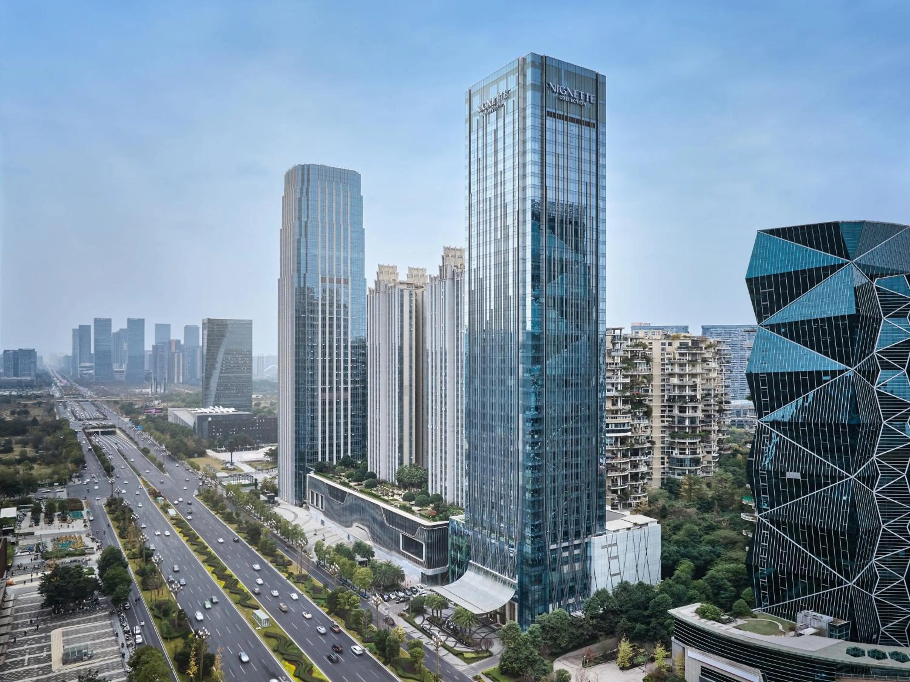 Property building in Vignette Collection Palm Springs Hotel Chengdu by IHG