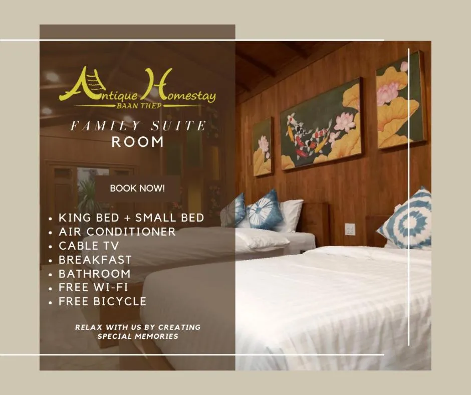 Bed in Baanthep Antique Homestay