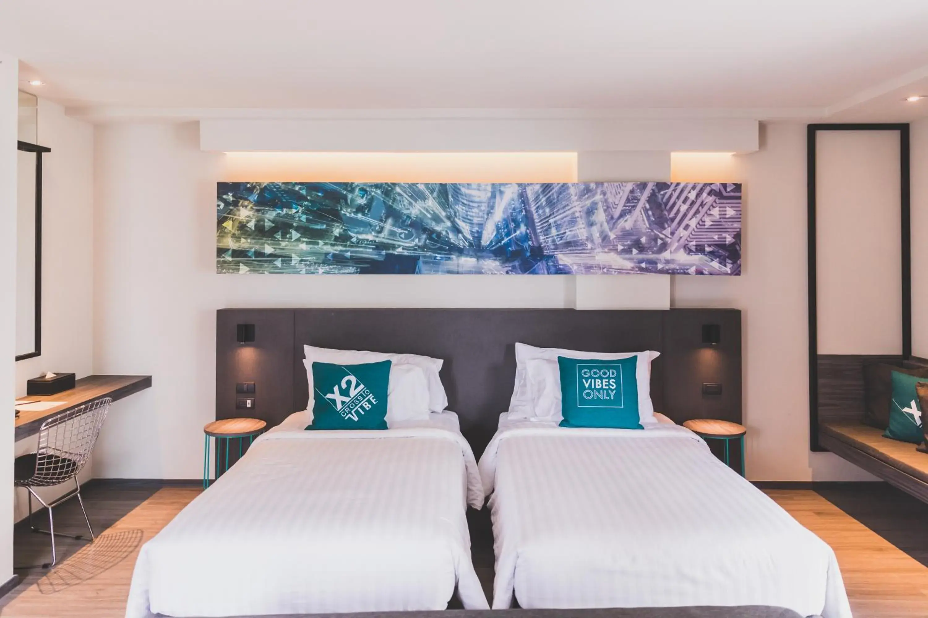 Bed in Cross Vibe Bangkok Sukhumvit Bed in Cross Vibe Bangkok Sukhumvit