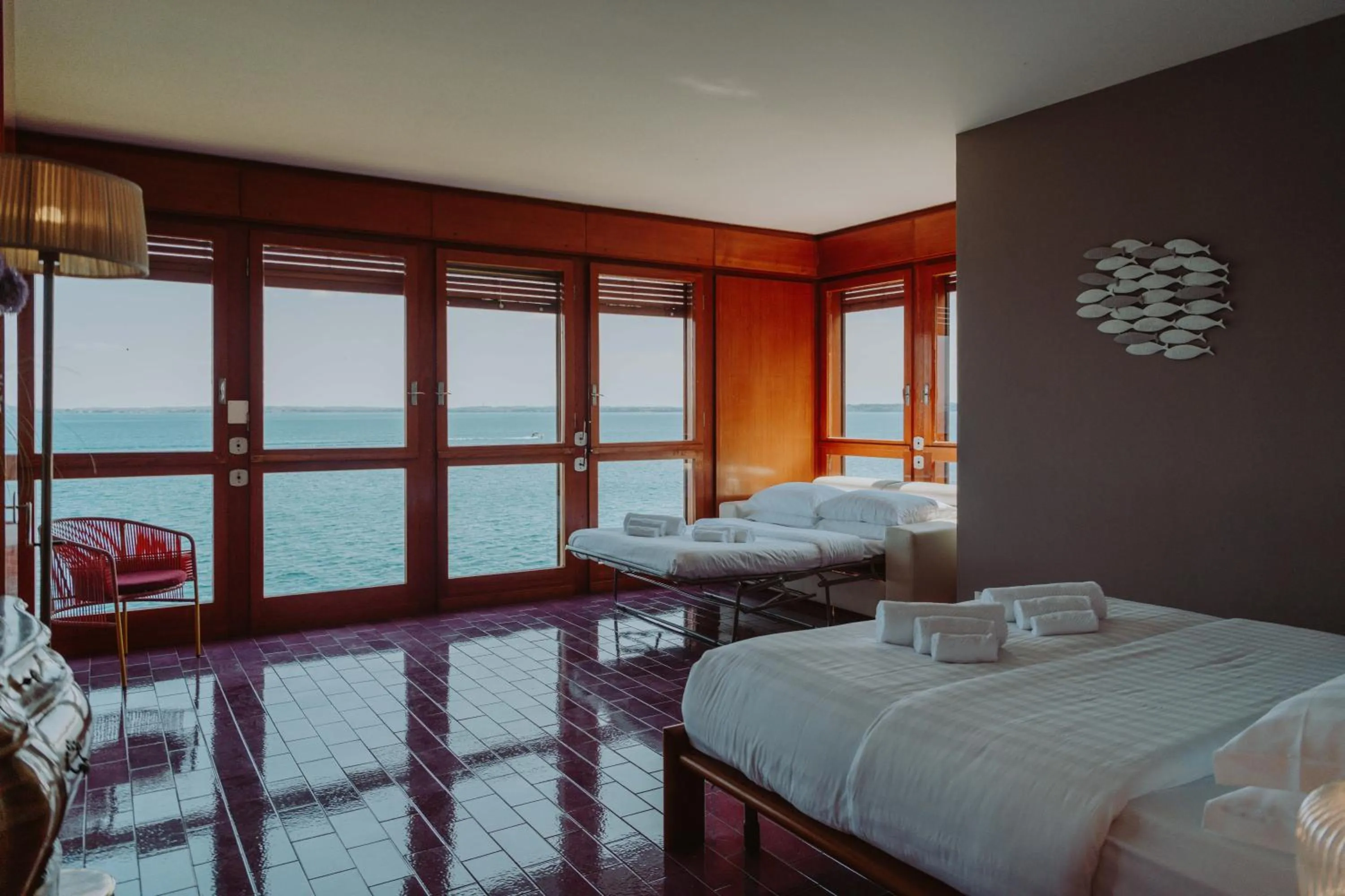 Bedroom, Bed in Holiday Garda Villa Dolcelago Lake Front