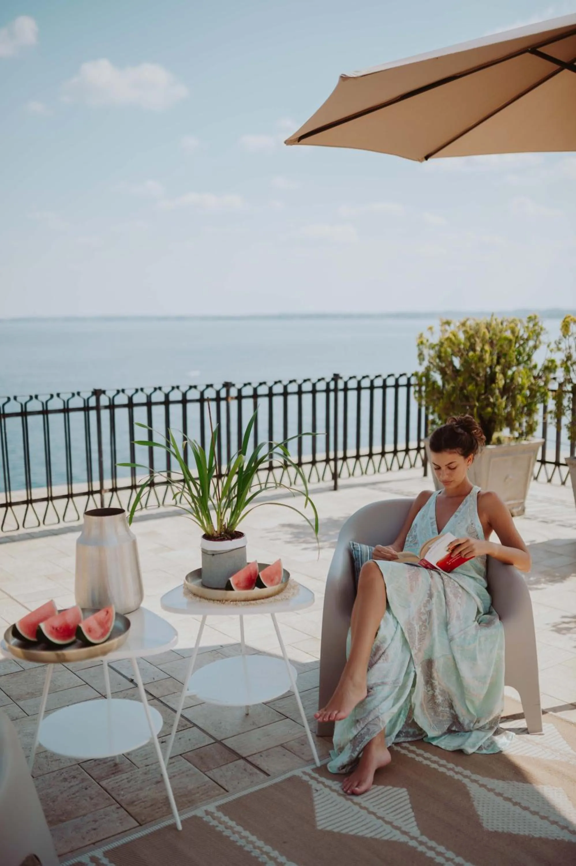 Patio in Holiday Garda Villa Dolcelago Lake Front