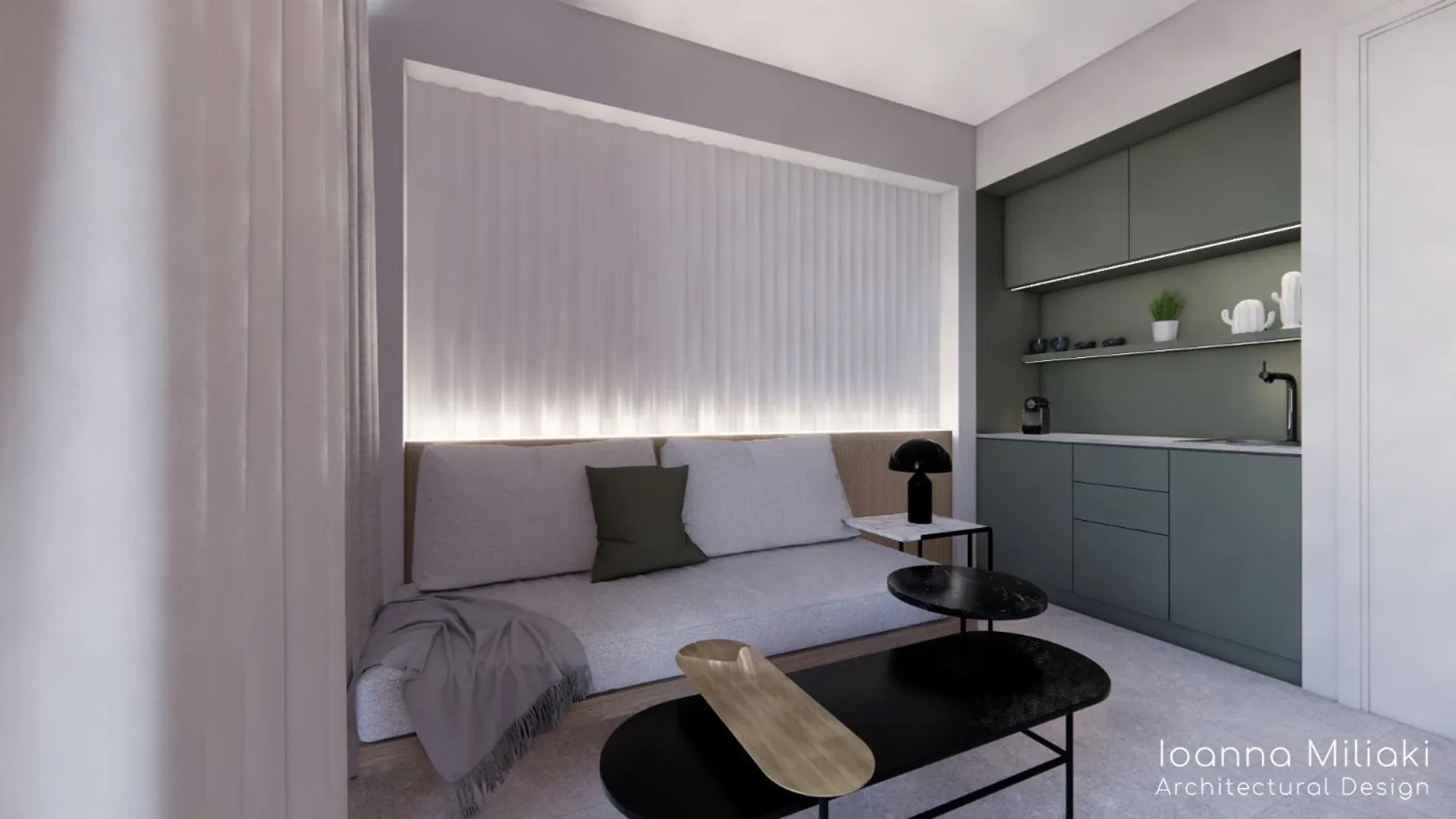 Living room, Bed in Stelios Gardens