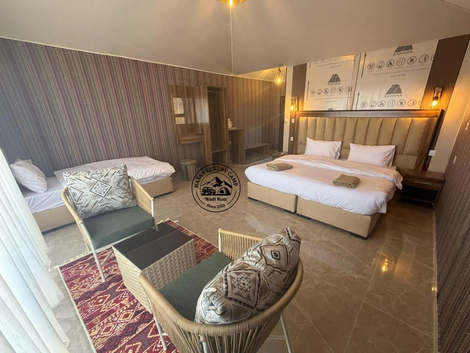 Bed in Hasan Zawaideh luxury camp 2