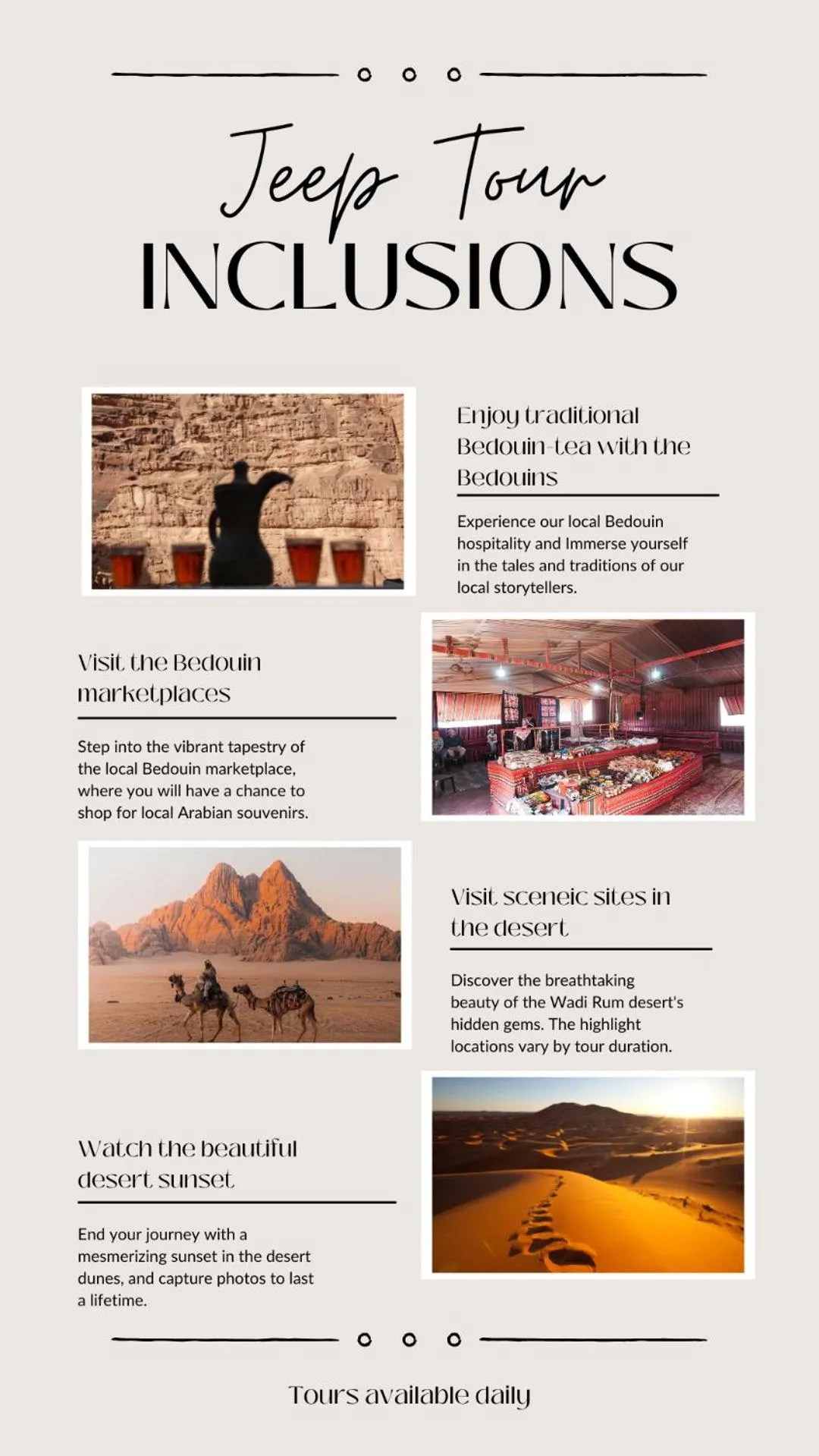 Activities in Hasan Zawaideh luxury camp 2