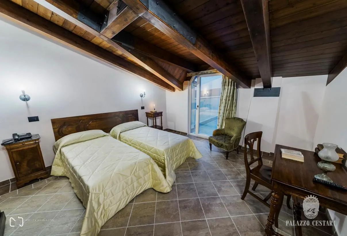Balcony/Terrace, Bed in Palazzo Cestari Hotel