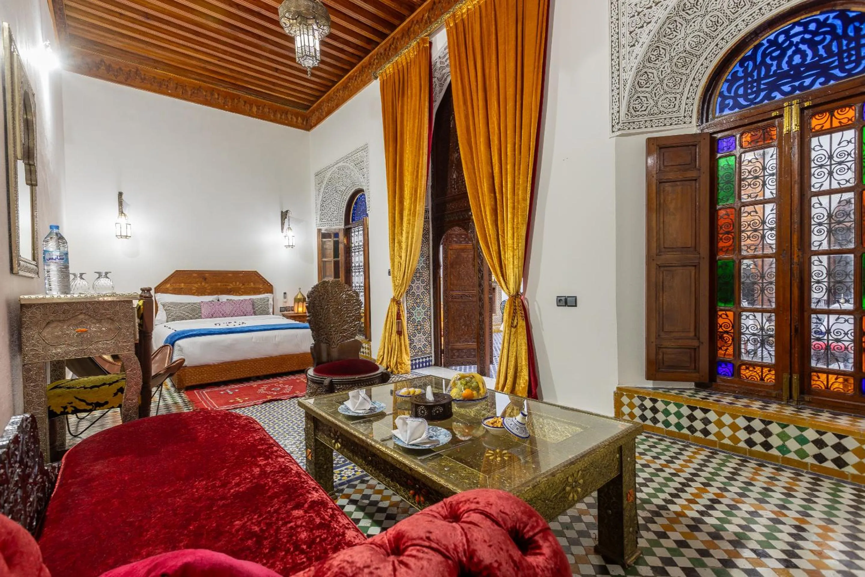 Bedroom, Bed in Palais Nazha Fes - Luxury Lodging