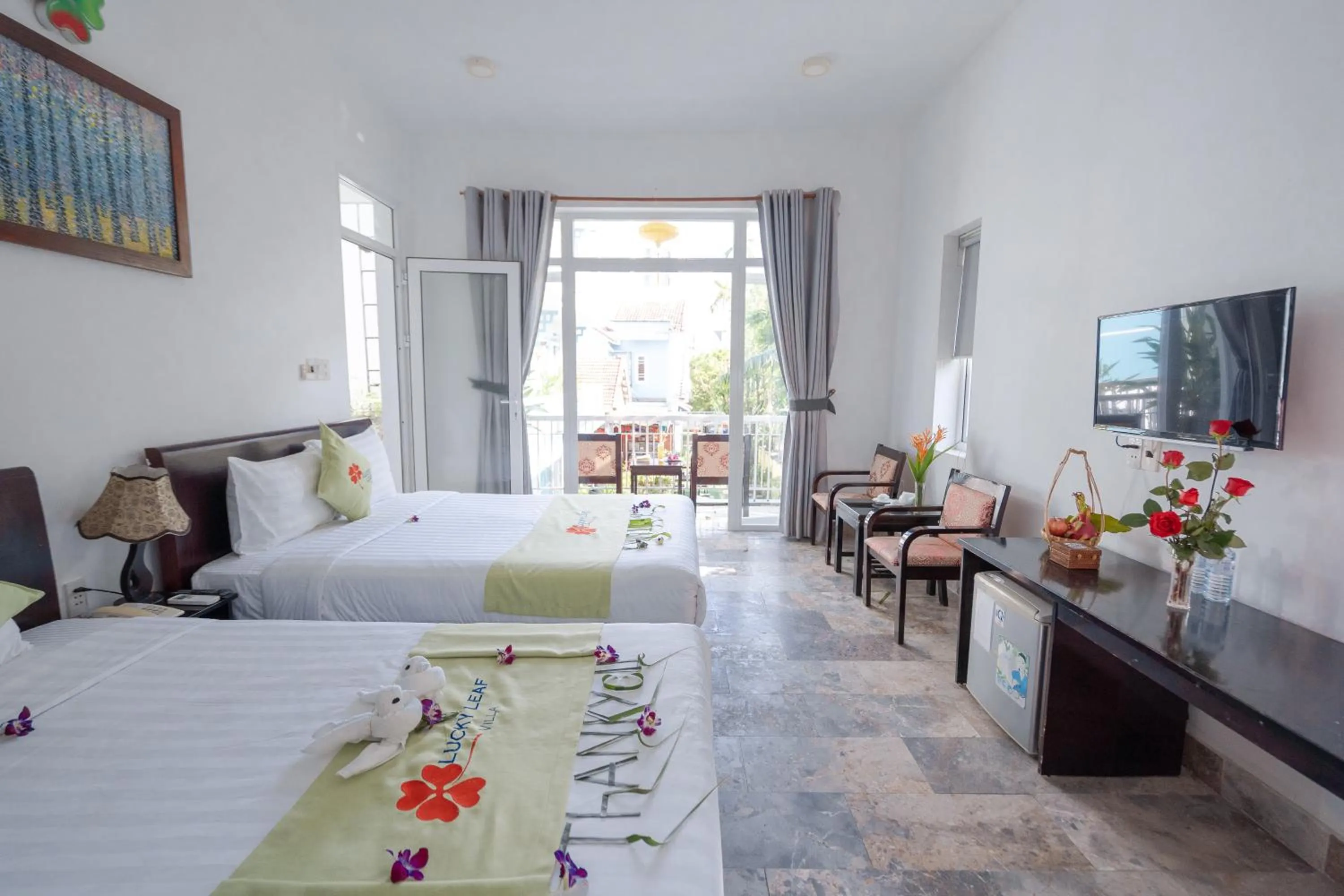 Bed in Lucky Leaf Hoian Villa