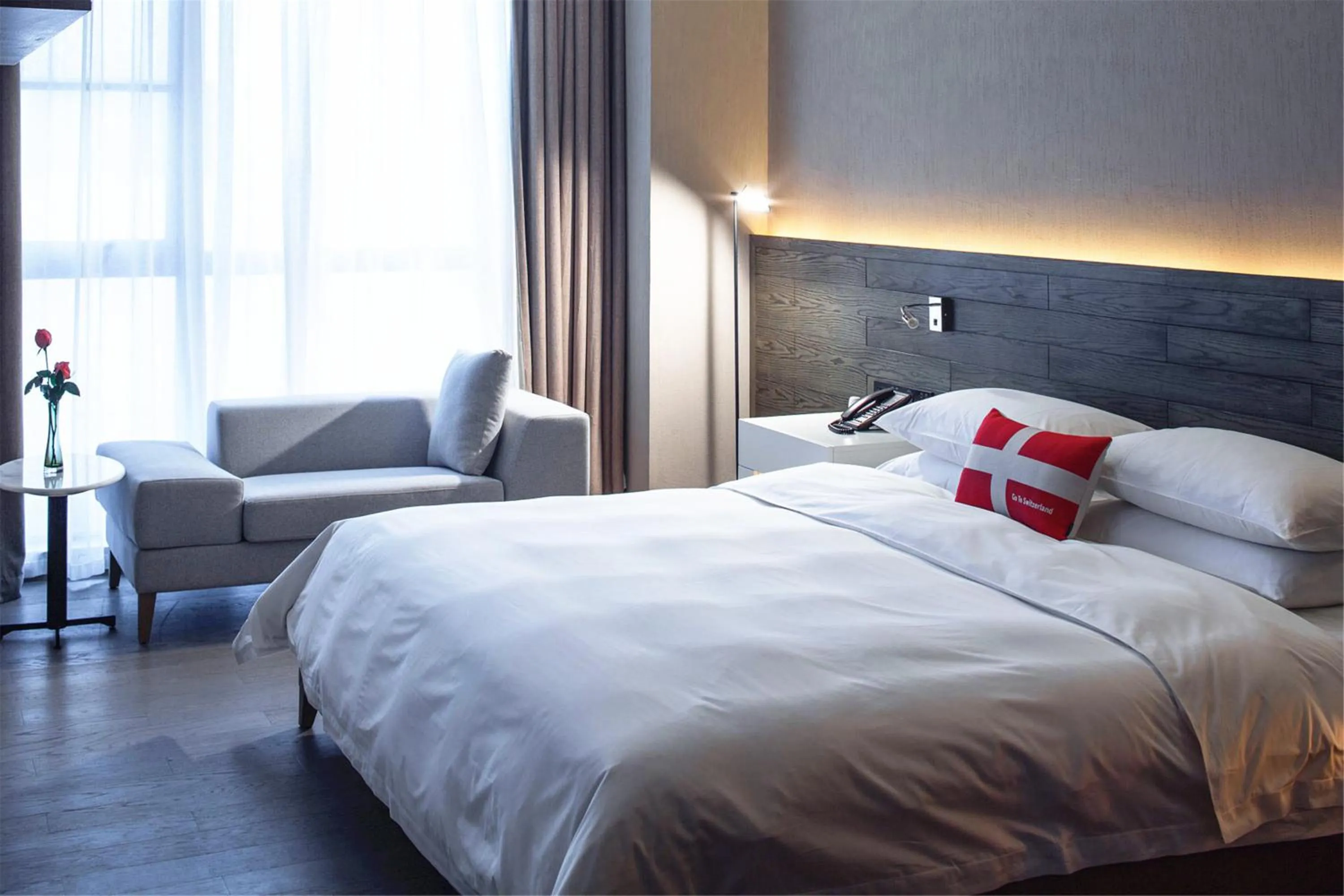 Bedroom, Bed in Swisstouches Guangzhou Hotel Residences